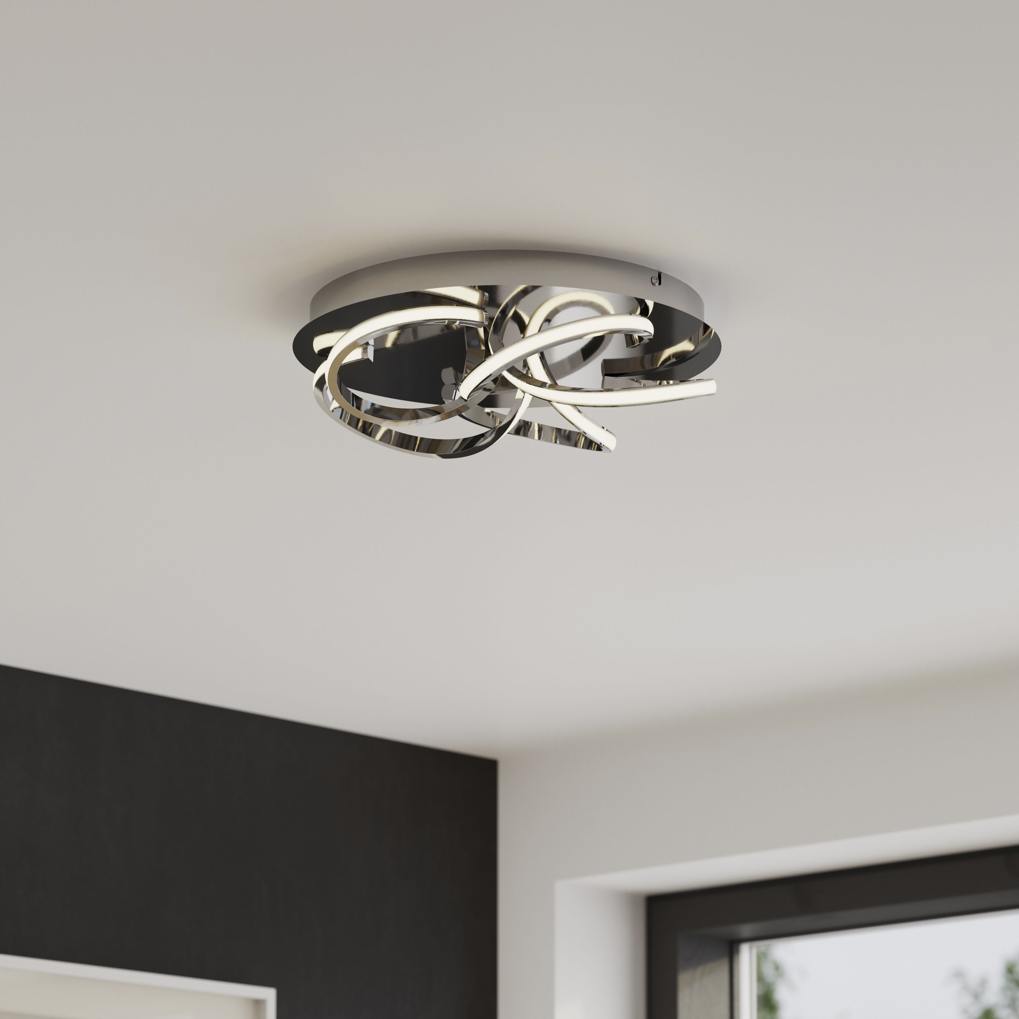 GoodHome Metal & plastic Chrome LED Ceiling light