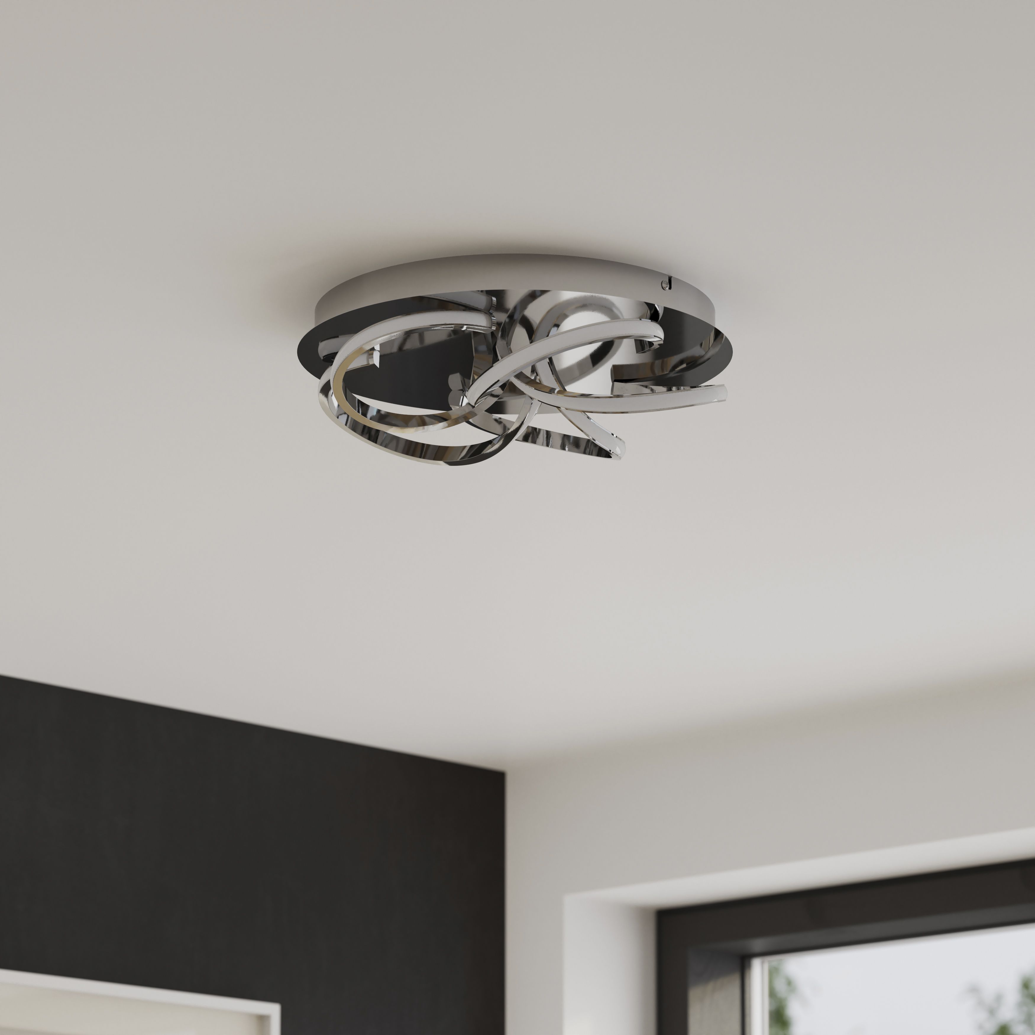 GoodHome Metal & plastic Chrome LED Ceiling light
