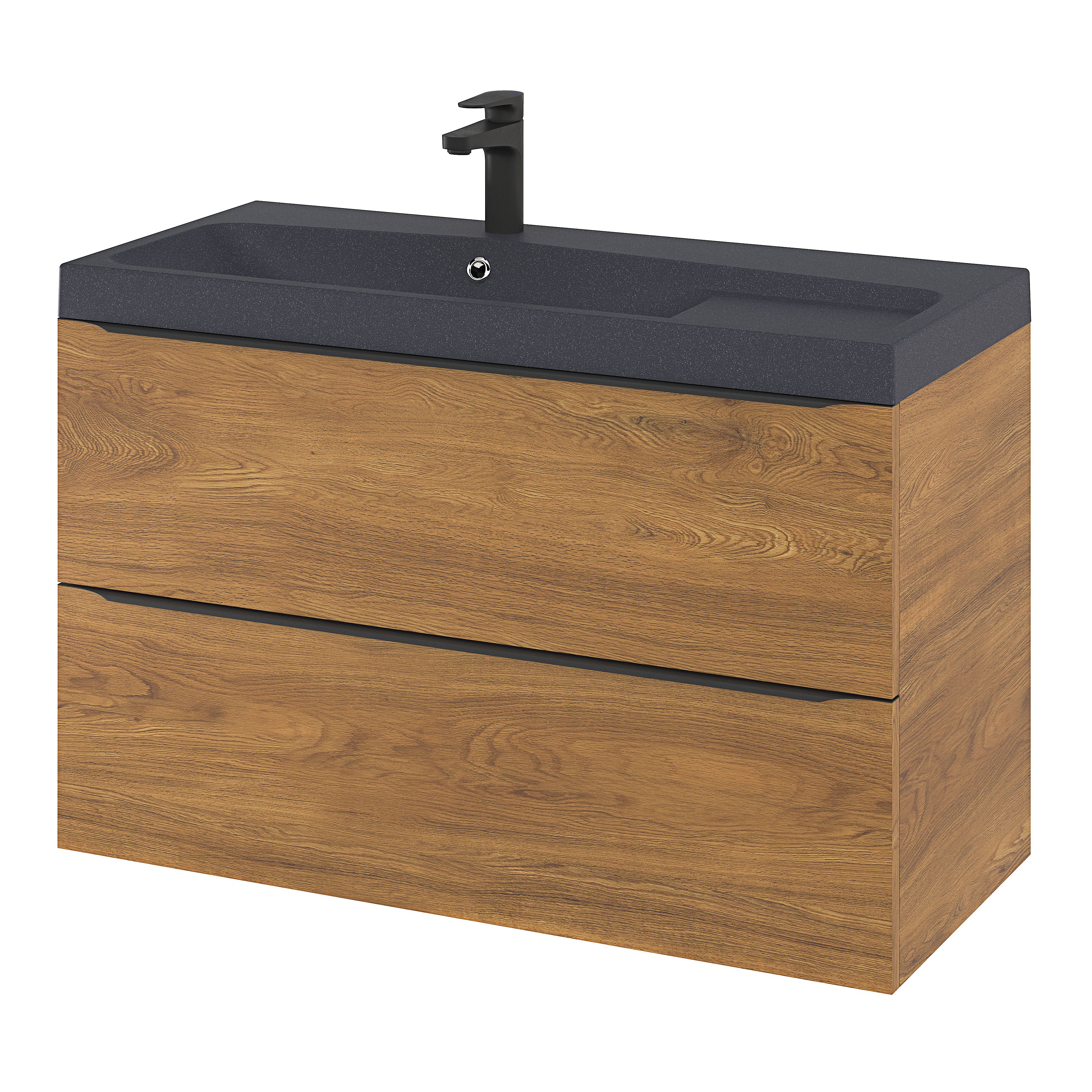 GoodHome Mila Black Rectangular Vanity Basin (W)100.4cm