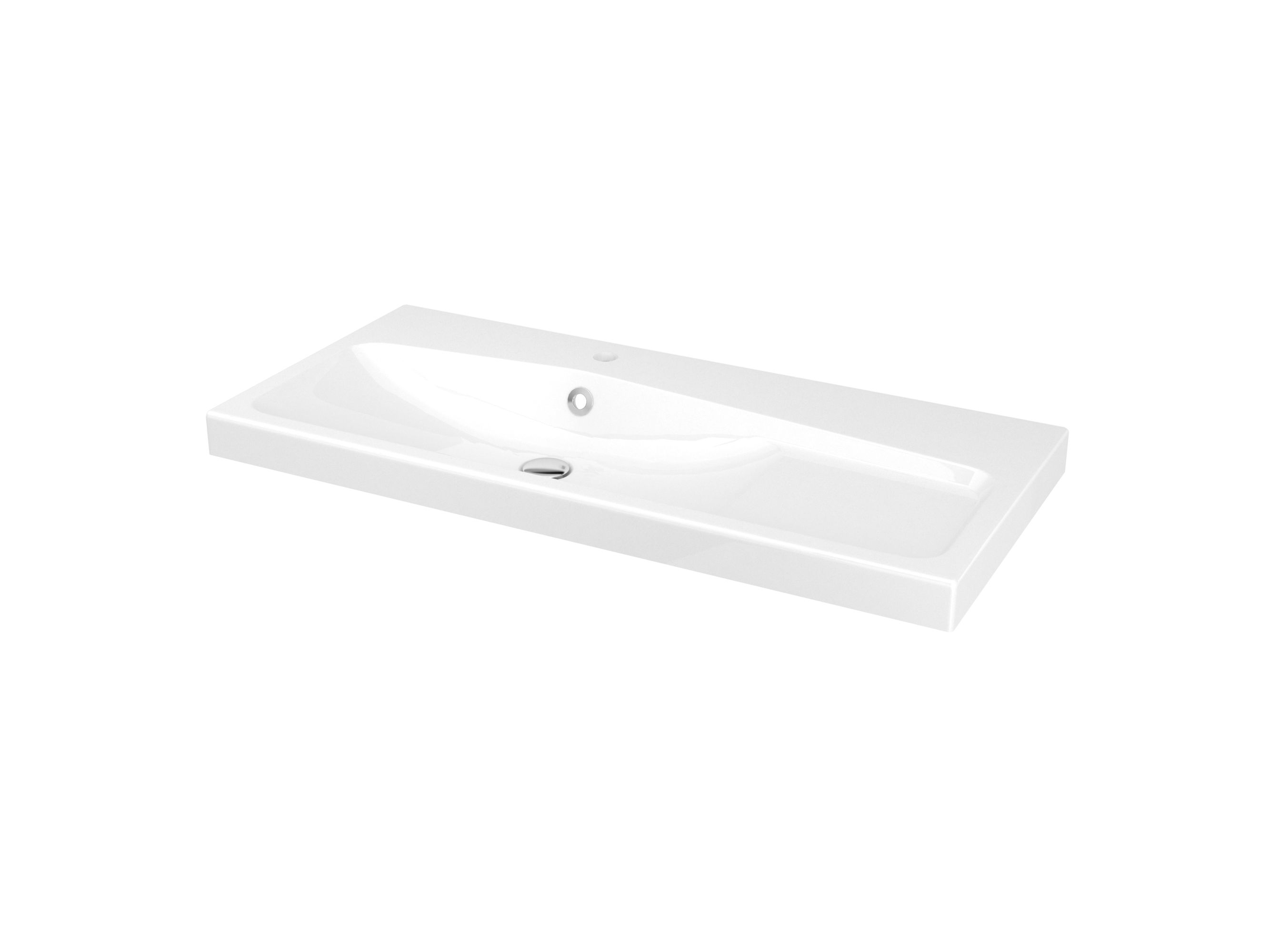 GoodHome Mila White Counter top Basin (W)100.4cm