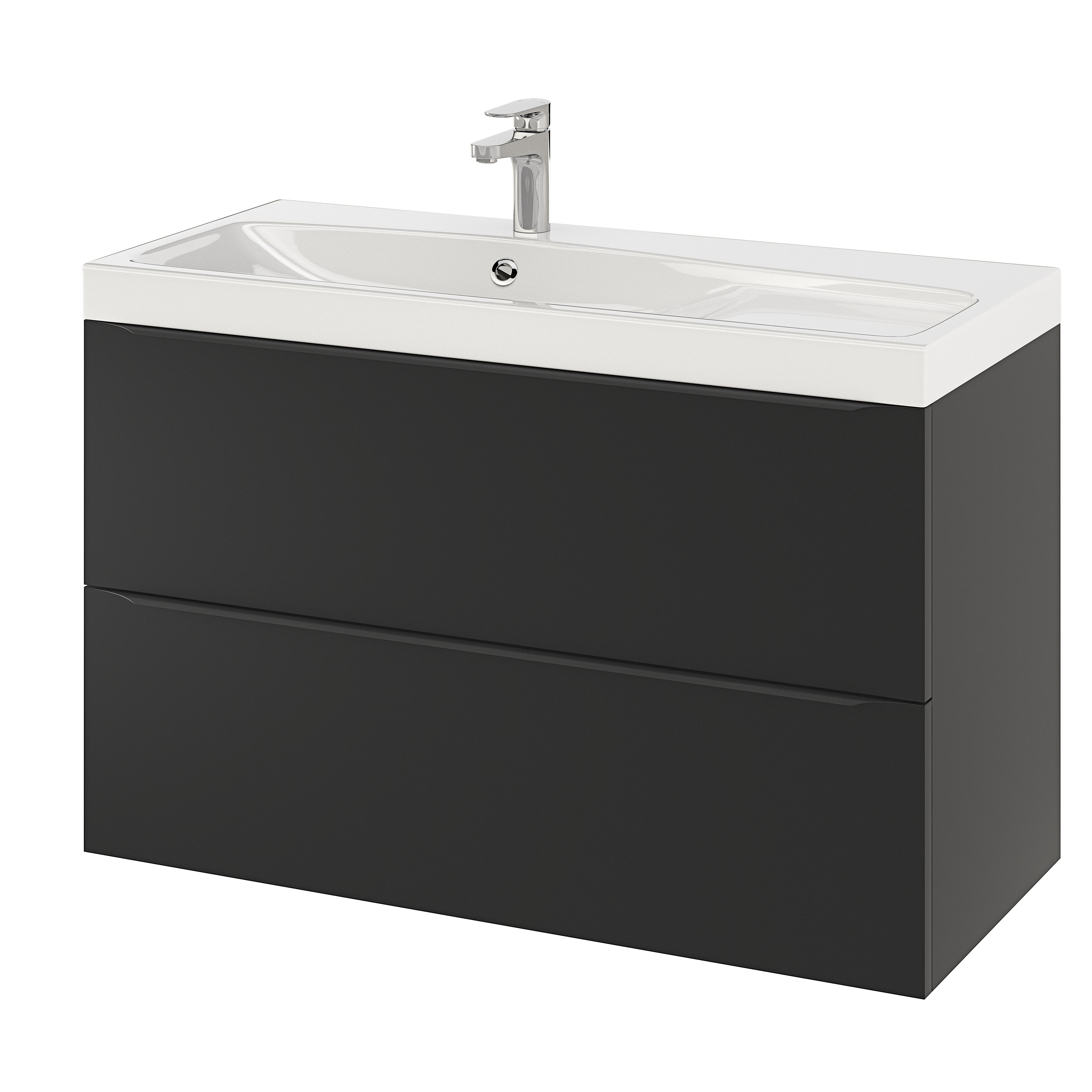 GoodHome Mila White Counter top Basin (W)100.4cm