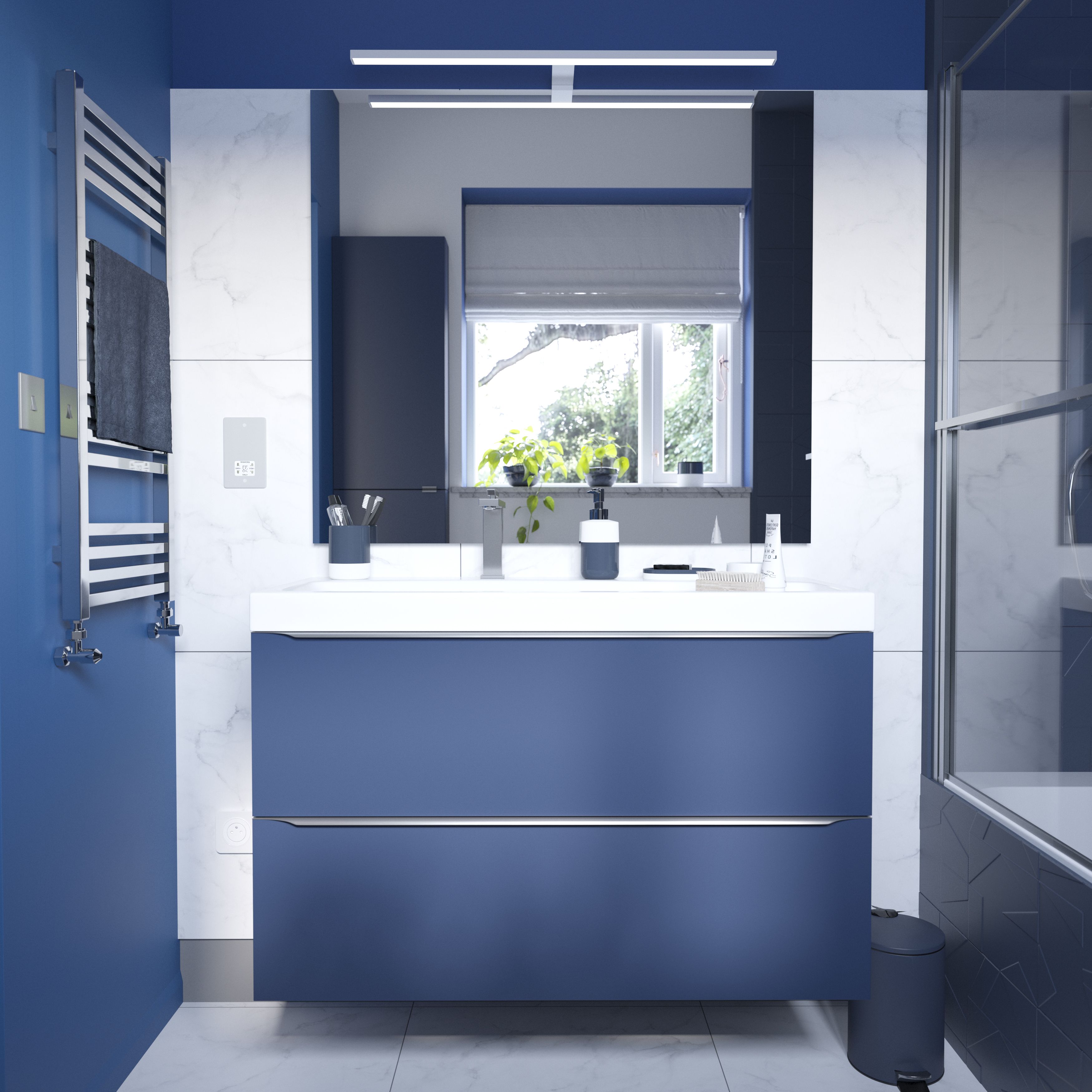 GoodHome Mila White Counter top Basin (W)100.4cm