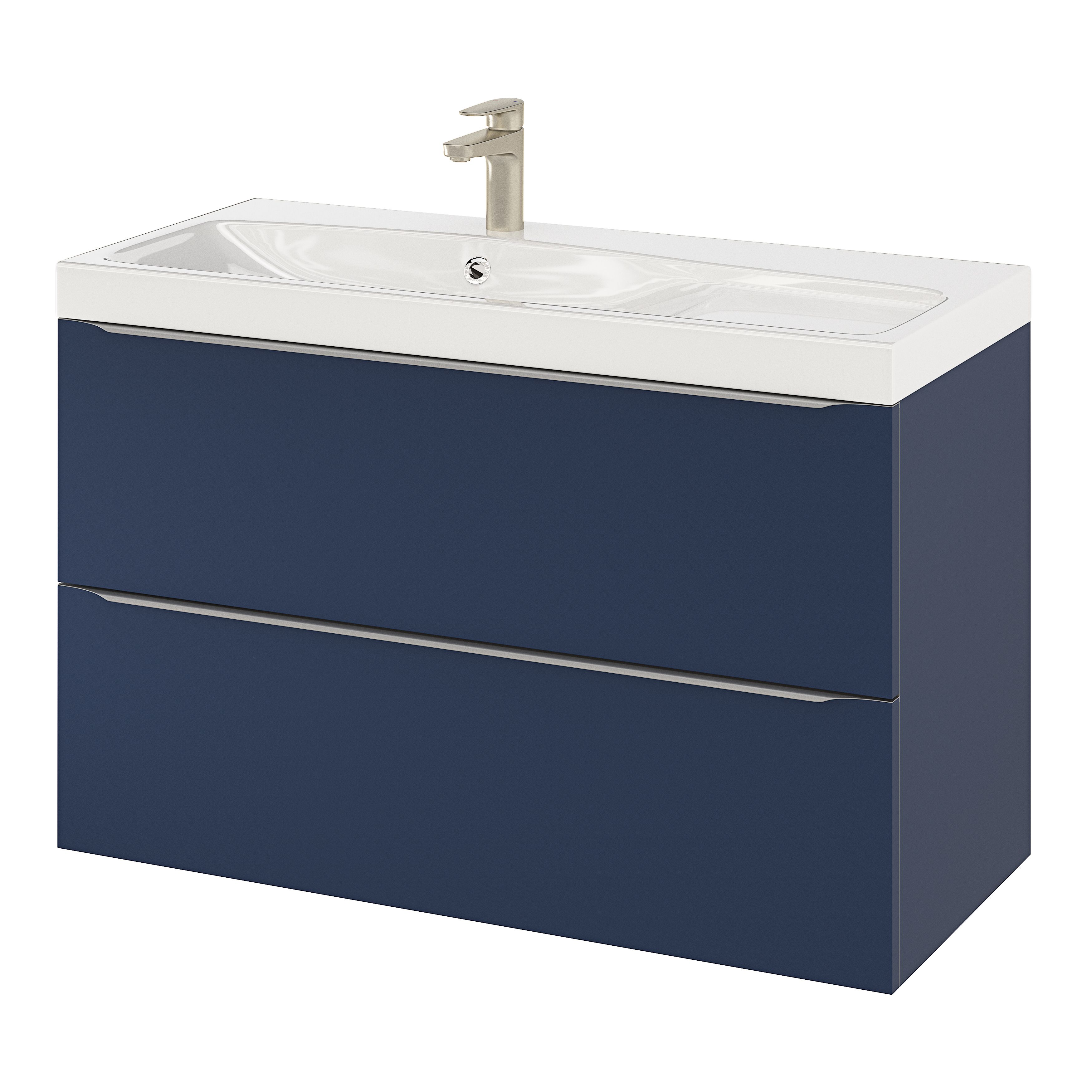 GoodHome Mila White Counter top Basin (W)100.4cm