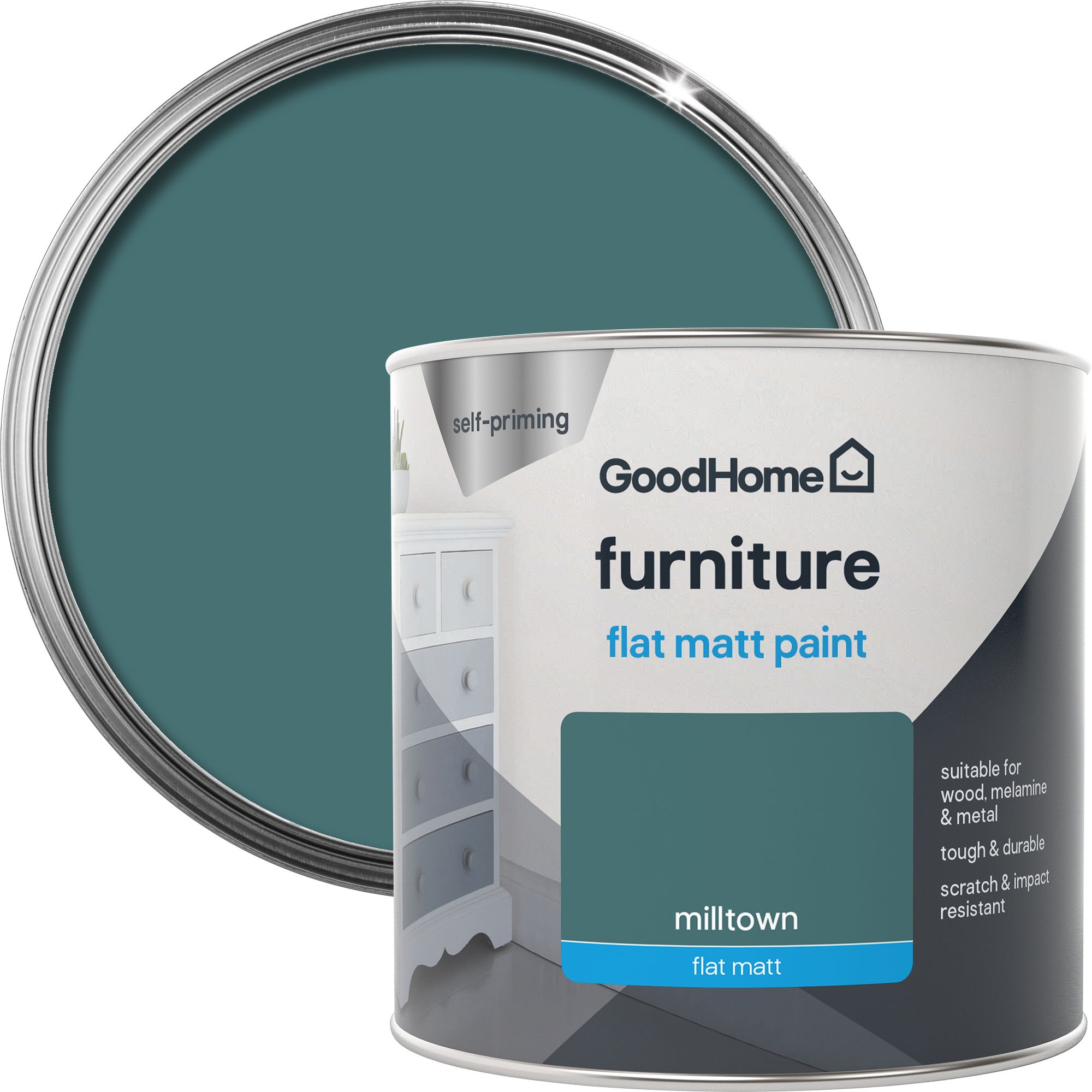 GoodHome Milltown Flat matt Furniture paint, 500ml