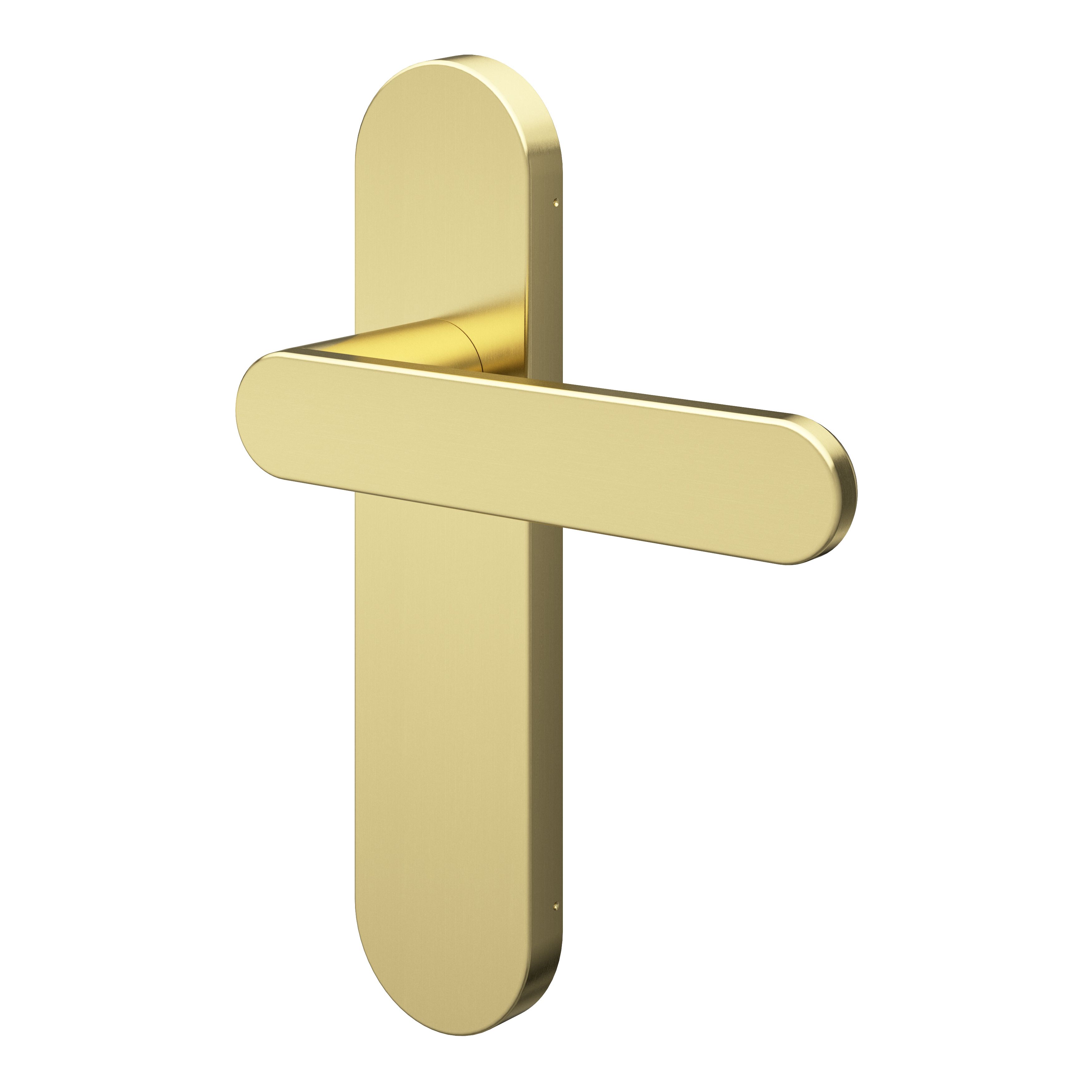 GoodHome Minzh Brushed Brass effect Arch Latch Door handle (L)120mm, Pair