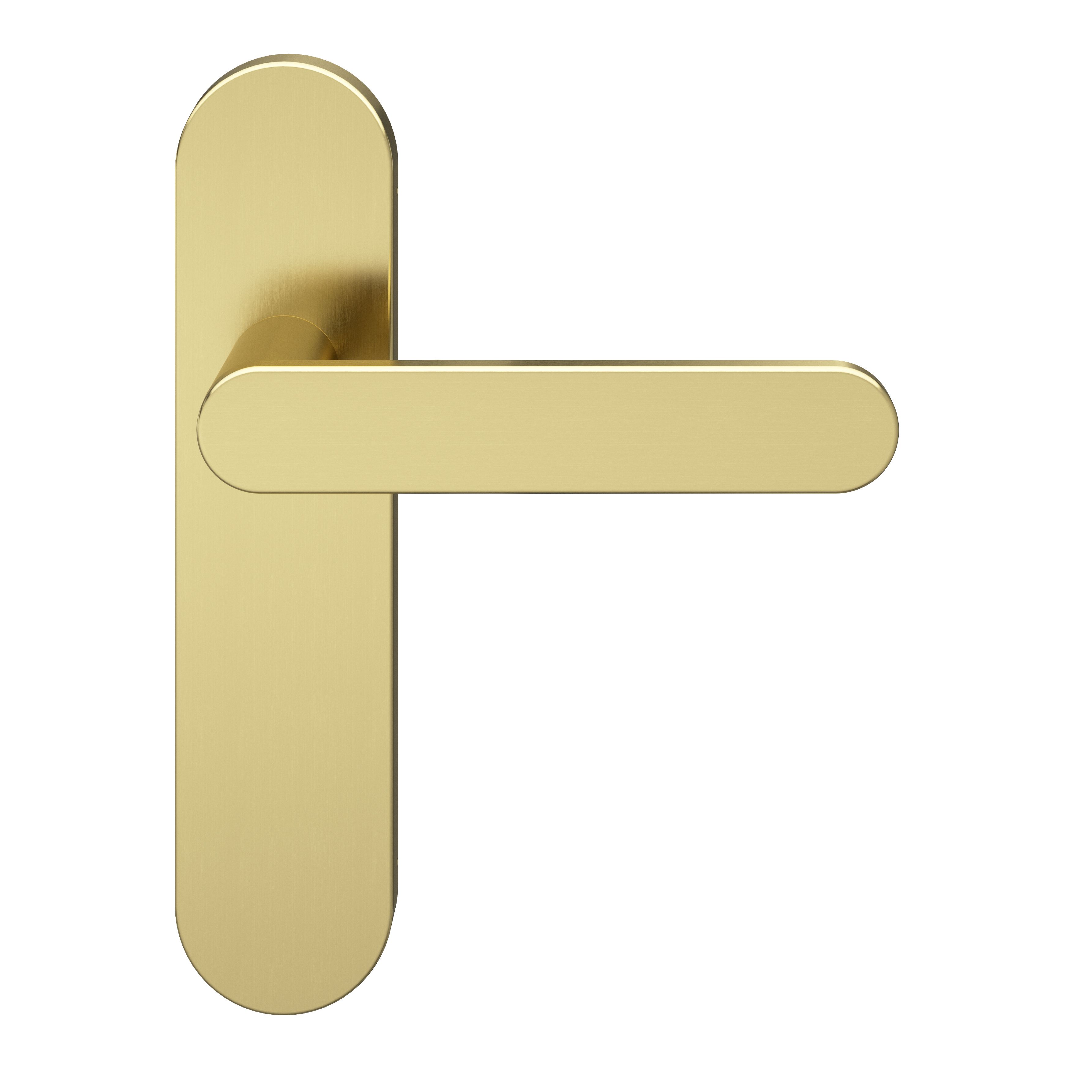 GoodHome Minzh Brushed Brass effect Arch Latch Door handle (L)120mm, Pair