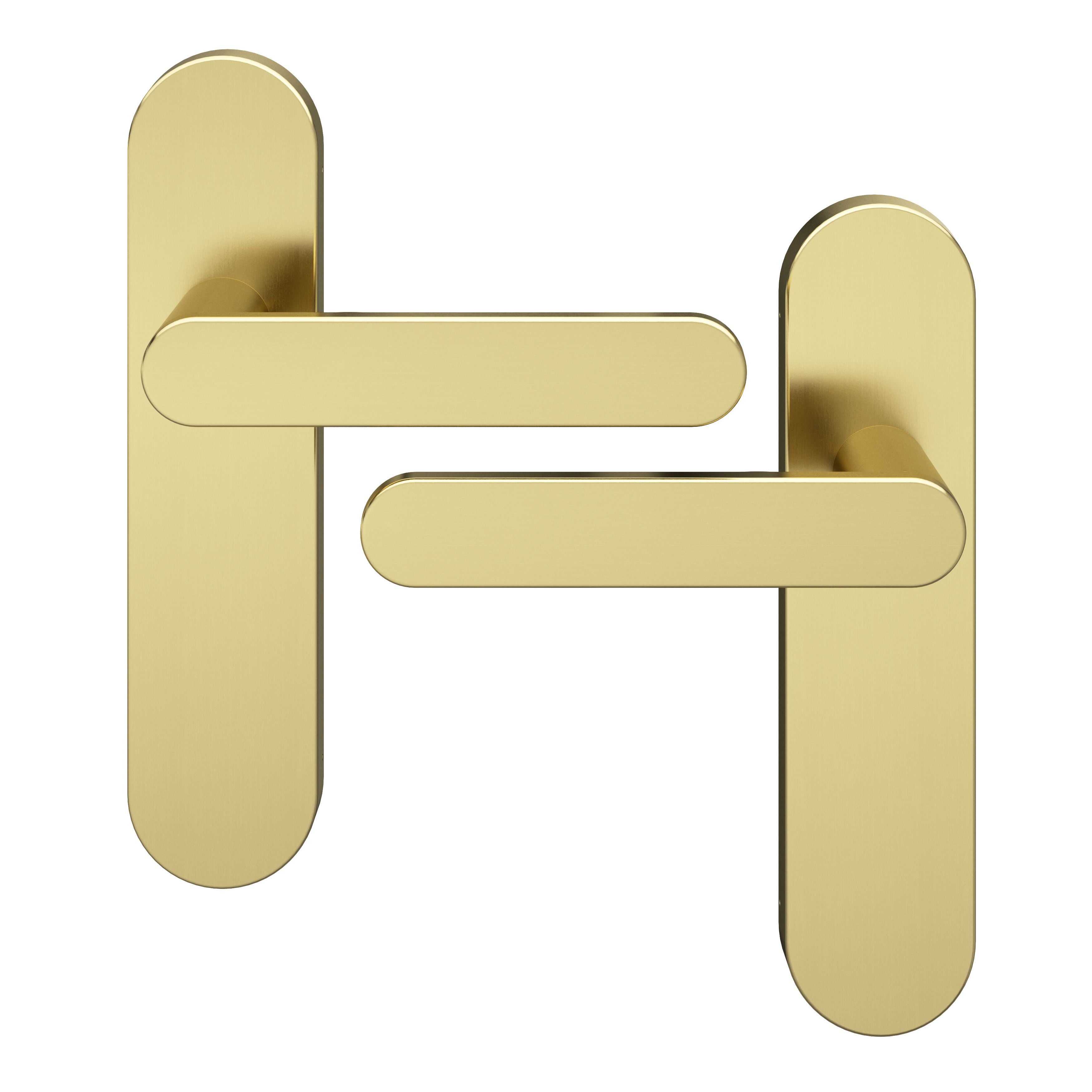 GoodHome Minzh Brushed Brass effect Arch Latch Door handle (L)120mm, Pair