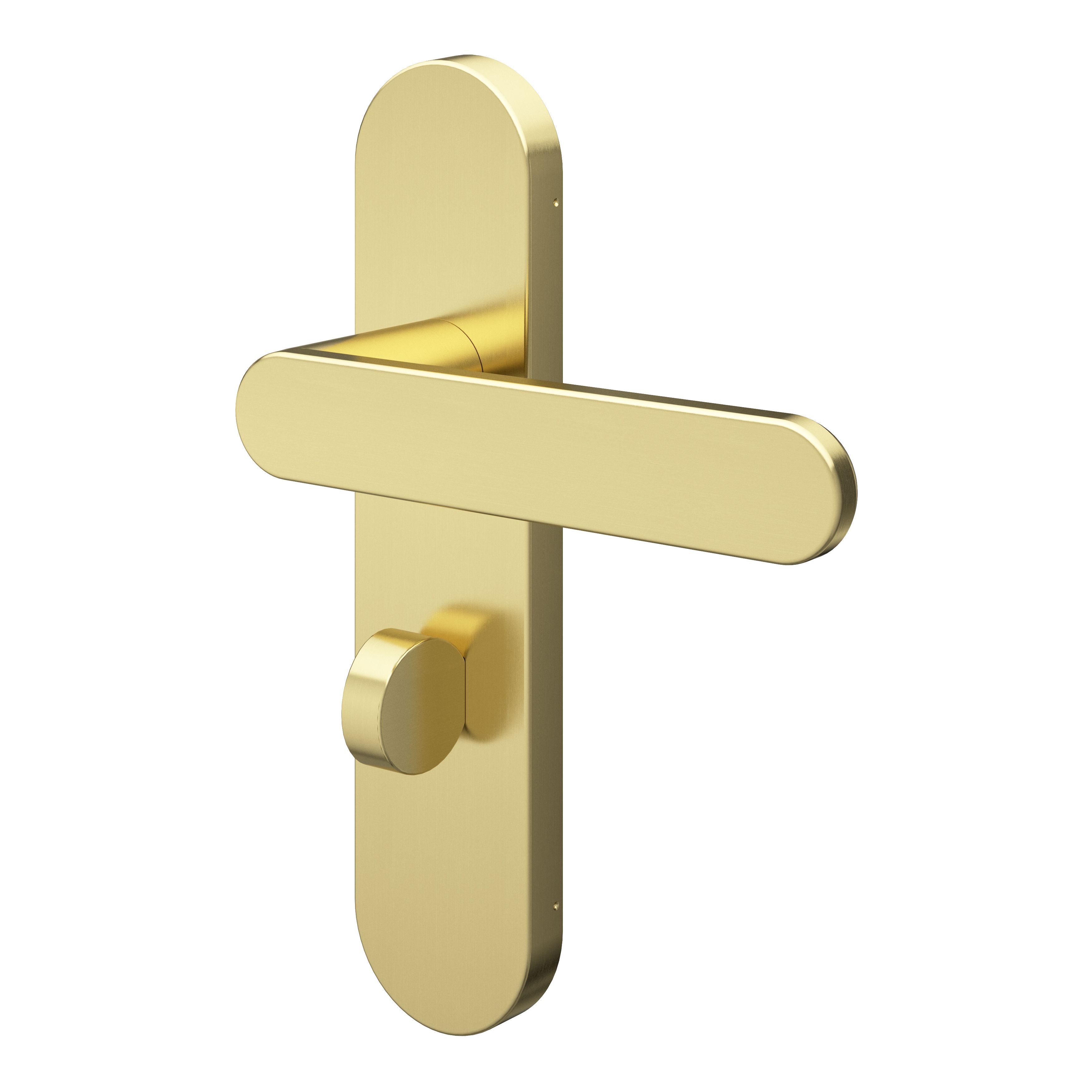 GoodHome Minzh Brushed Brass effect Arch Lock Door handle (L)120mm, Pair