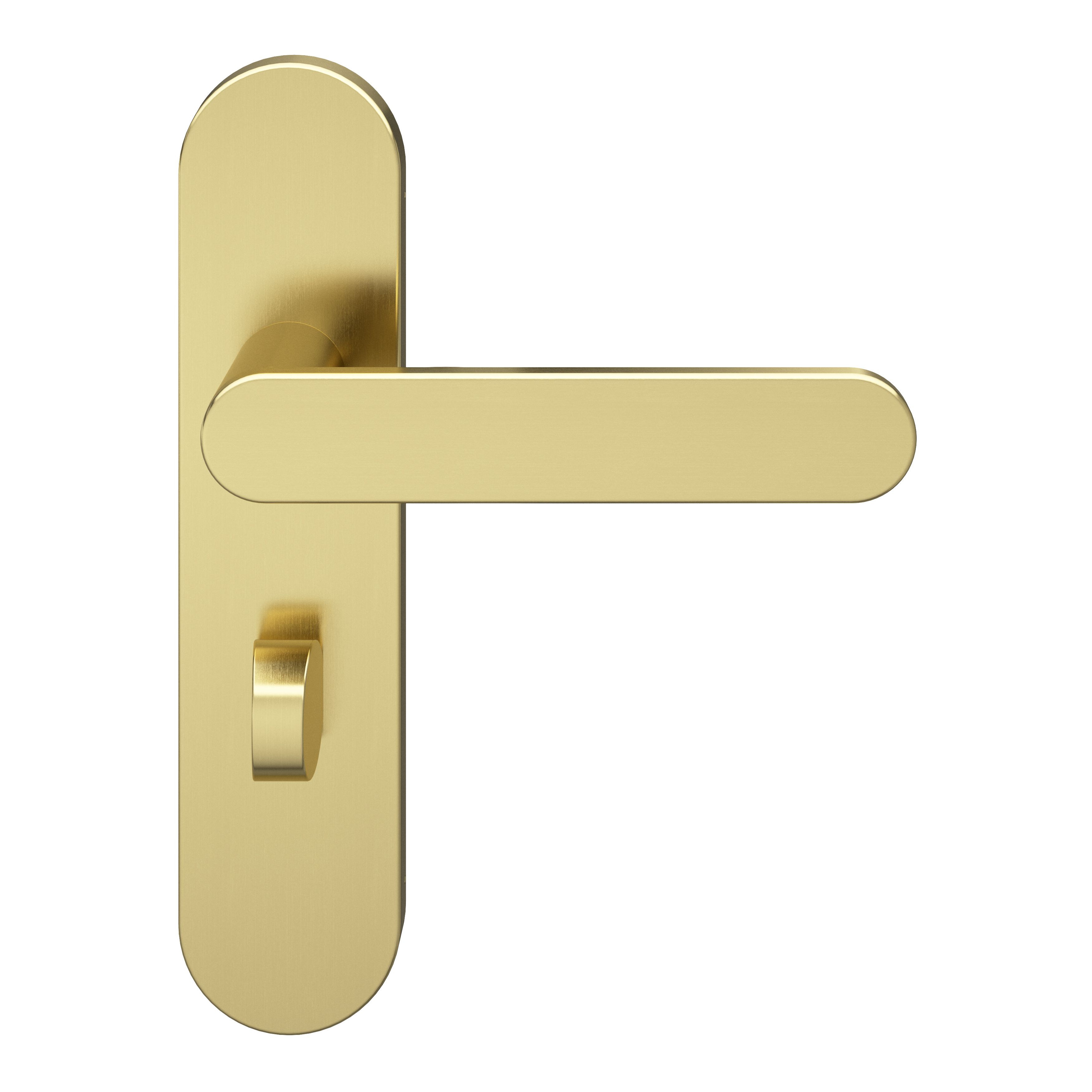 GoodHome Minzh Brushed Brass effect Arch Lock Door handle (L)120mm, Pair