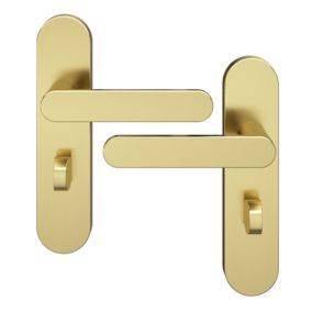 GoodHome Minzh Brushed Brass effect Arch Lock Door handle (L)120mm, Pair