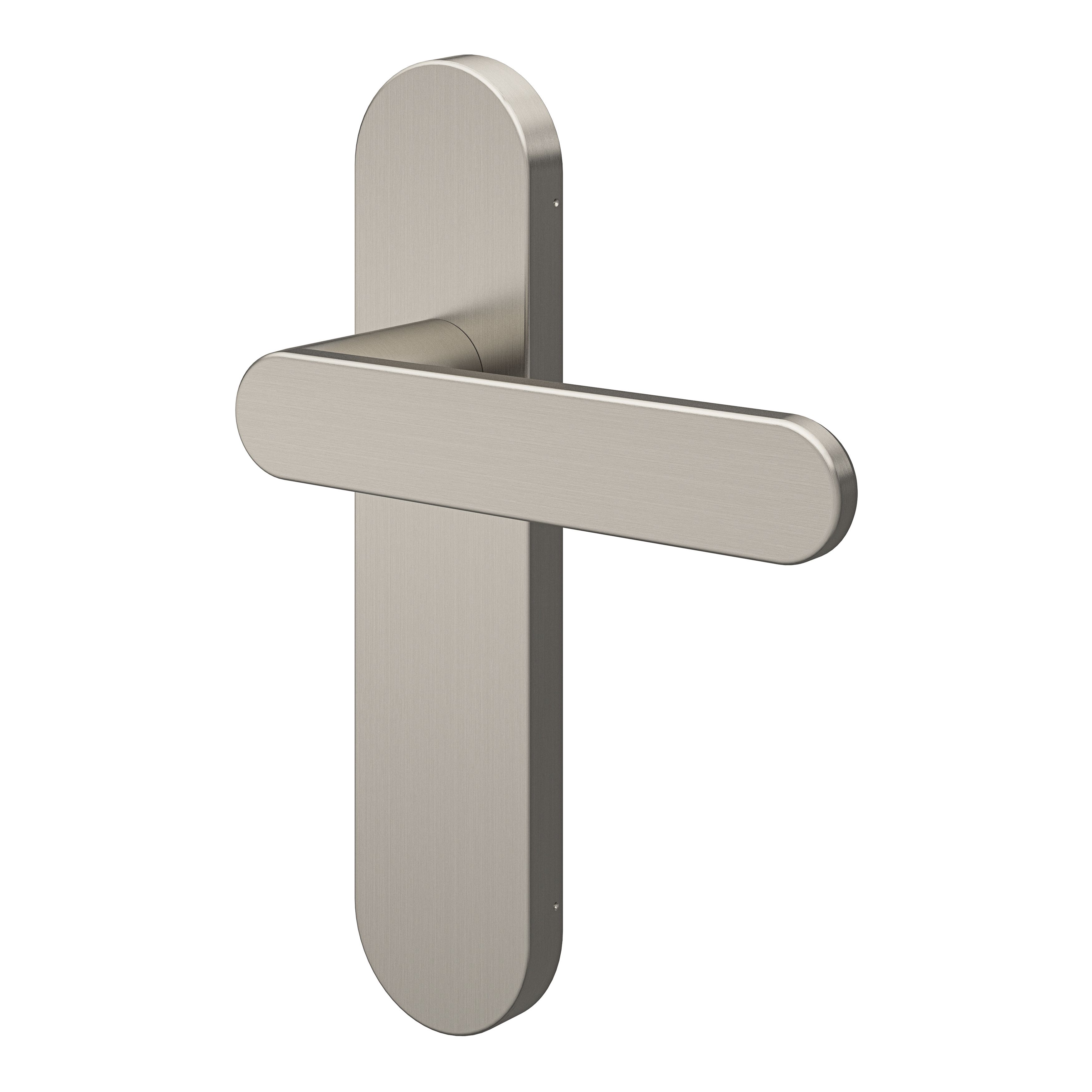 GoodHome Minzh Brushed Nickel effect Aluminium alloy & steel Round Latch Door handle (L)120mm, Pair of 2