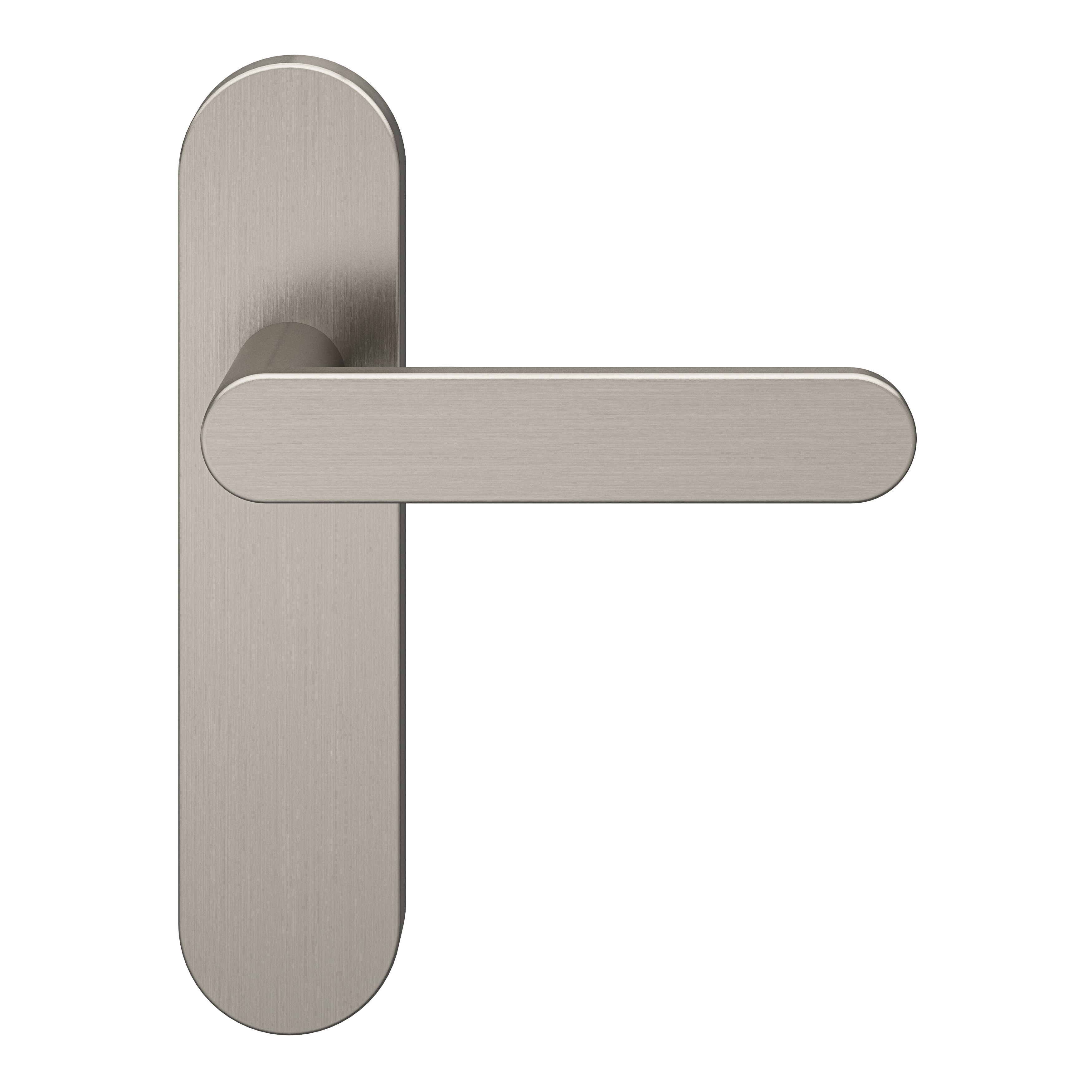 GoodHome Minzh Brushed Nickel effect Aluminium alloy & steel Round Latch Door handle (L)120mm, Pair of 2