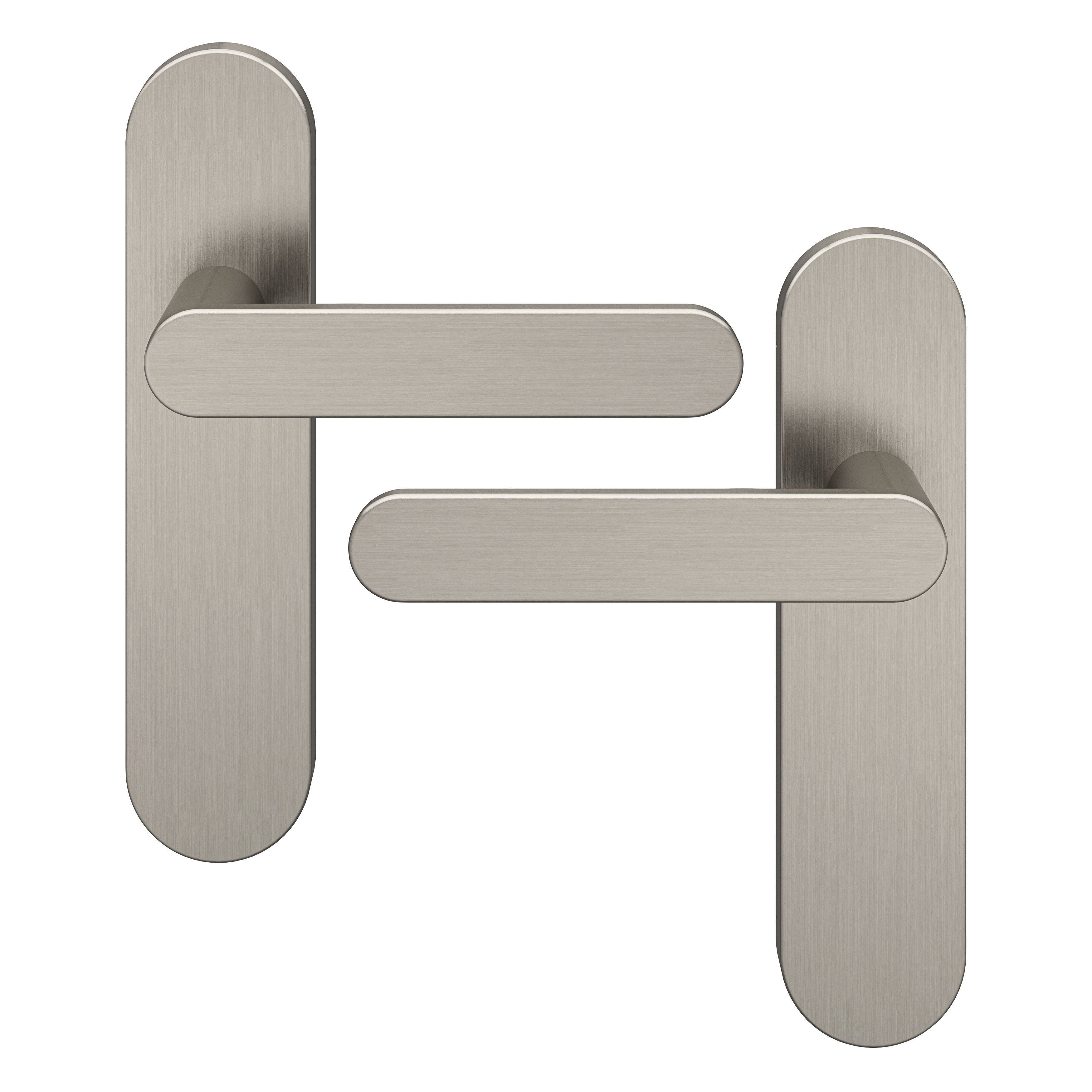 GoodHome Minzh Brushed Nickel effect Aluminium alloy & steel Round Latch Door handle (L)120mm, Pair of 2
