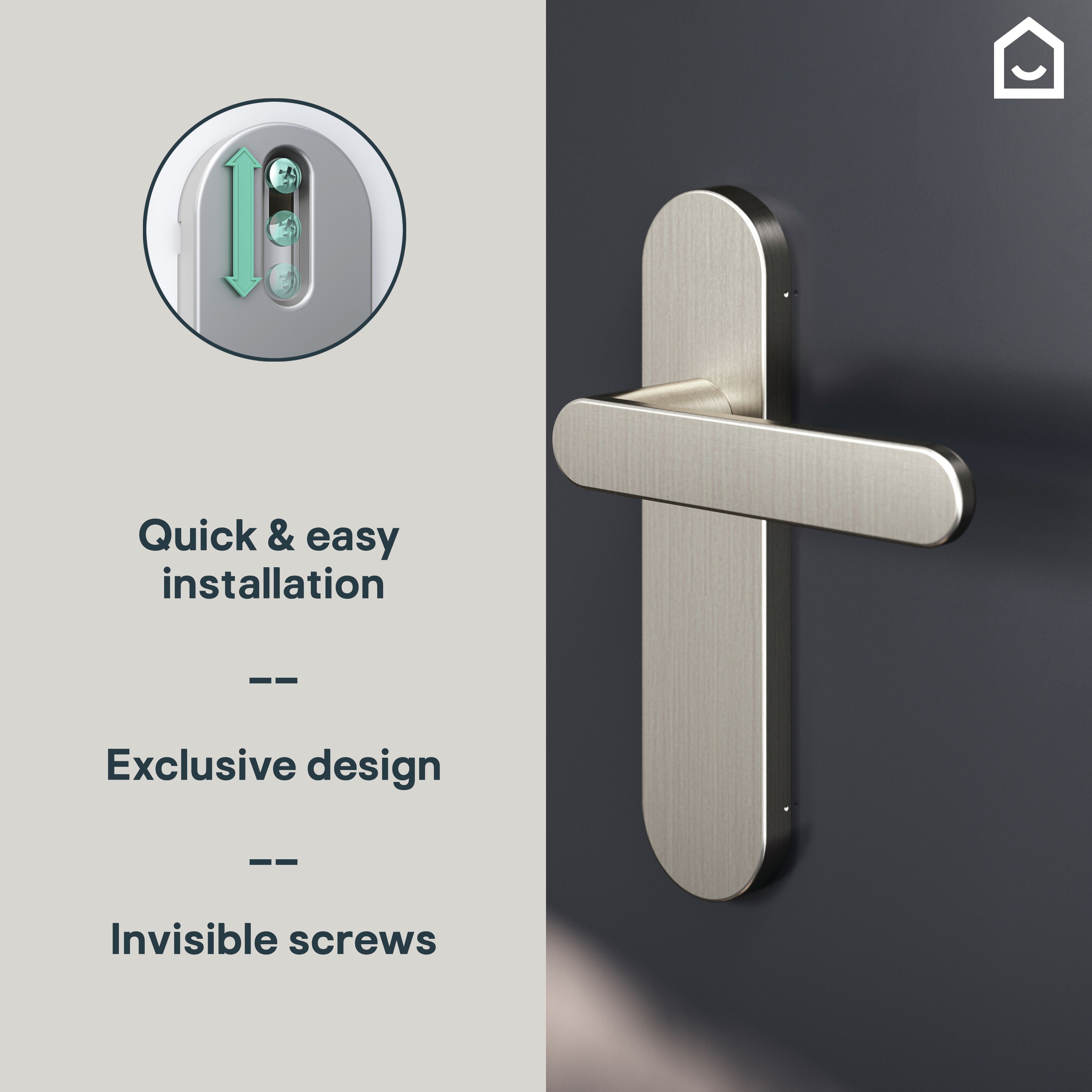 GoodHome Minzh Brushed Nickel effect Aluminium alloy & steel Round Latch Door handle (L)120mm, Pair of 2