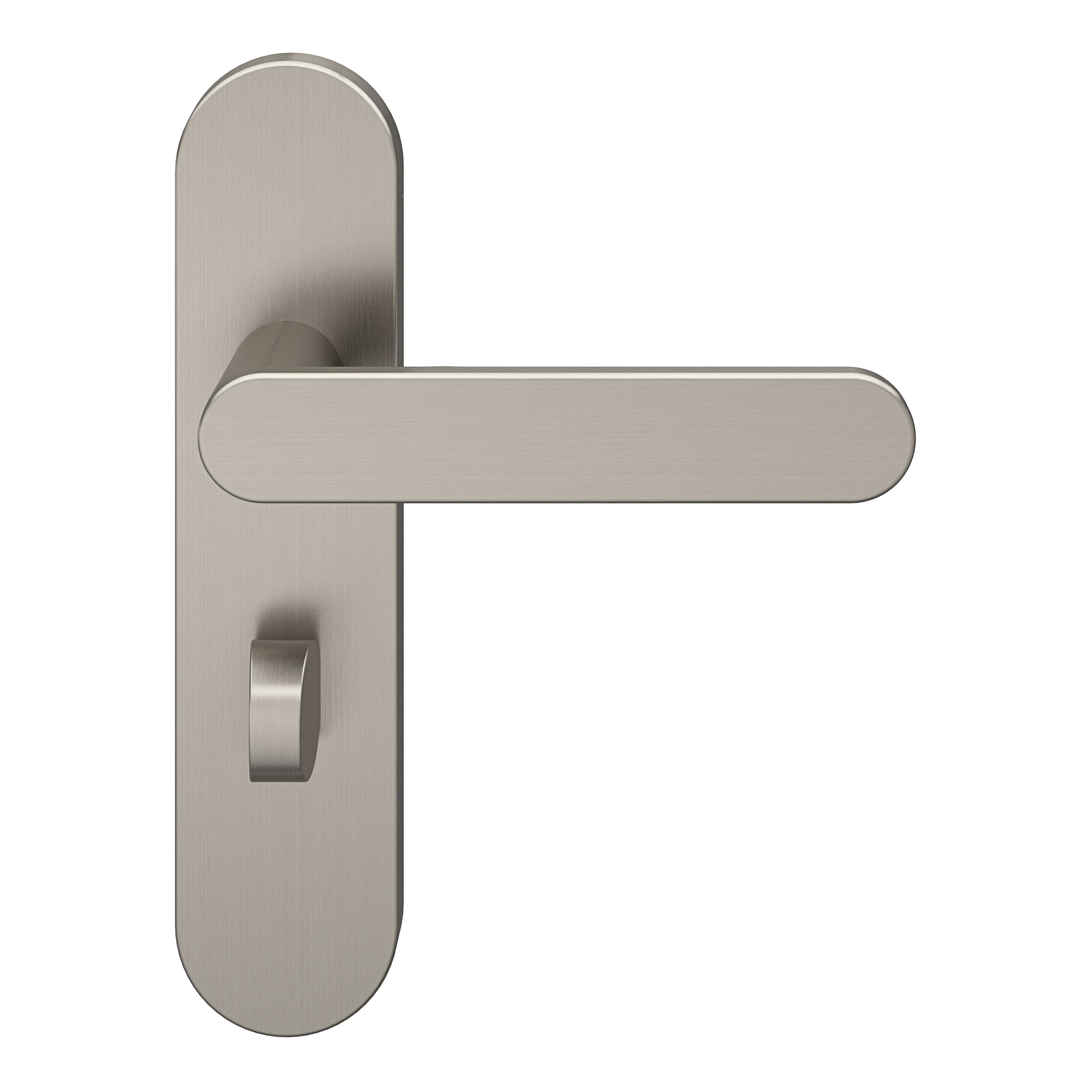 GoodHome Minzh Brushed Nickel effect Aluminium alloy & steel Round WC Door handle (L)120mm, Pair of 2