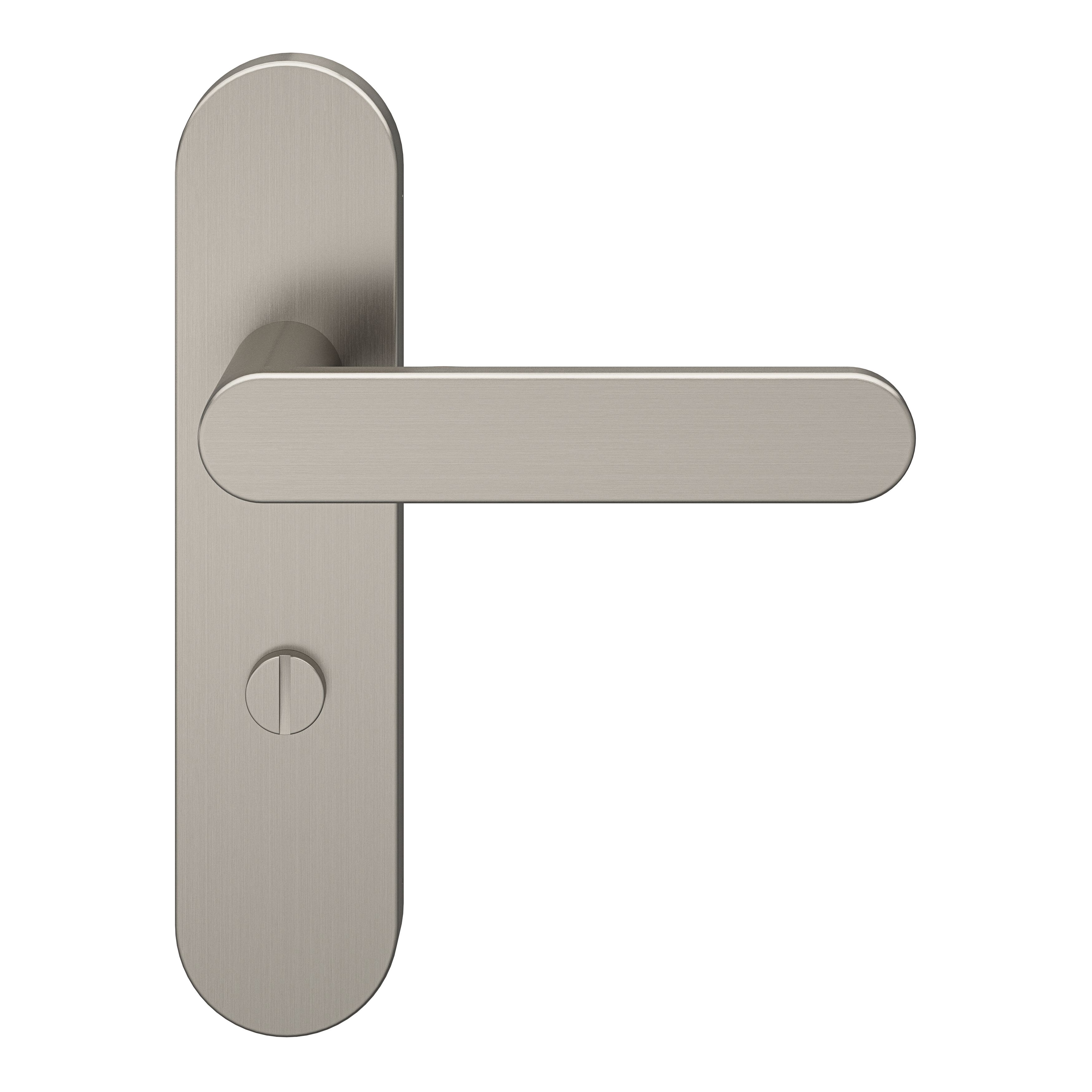 GoodHome Minzh Brushed Nickel effect Aluminium alloy & steel Round WC Door handle (L)120mm, Pair of 2