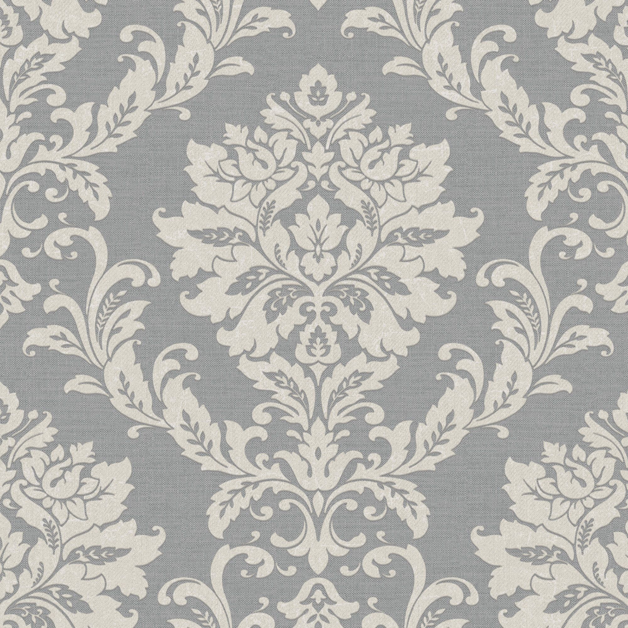 GoodHome Mire Grey Damask Woven effect Textured Wallpaper Sample