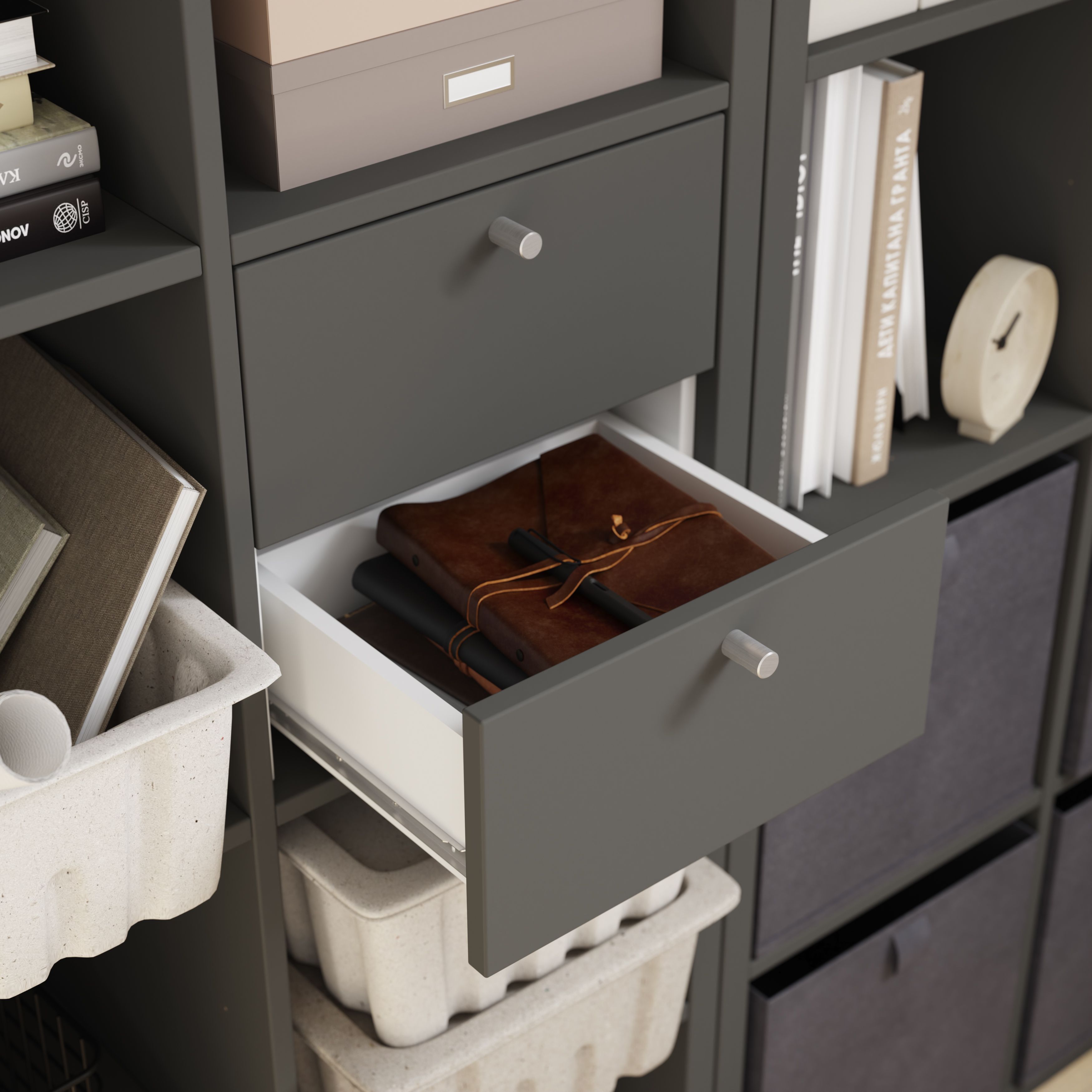 GoodHome Mixxit Grey Internal Modular Drawer kit (H)329mm (W)330mm (D)325mm