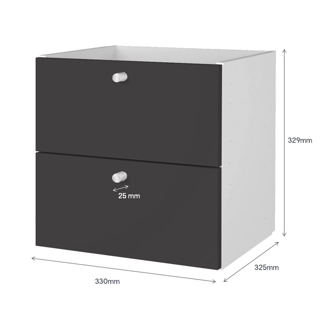 GoodHome Mixxit Grey Internal Modular Drawer kit (H)329mm (W)330mm (D)325mm