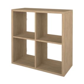 GoodHome Mixxit Natural oak effect Freestanding 4 shelf Cube Shelving unit, (H)734mm (W)735mm