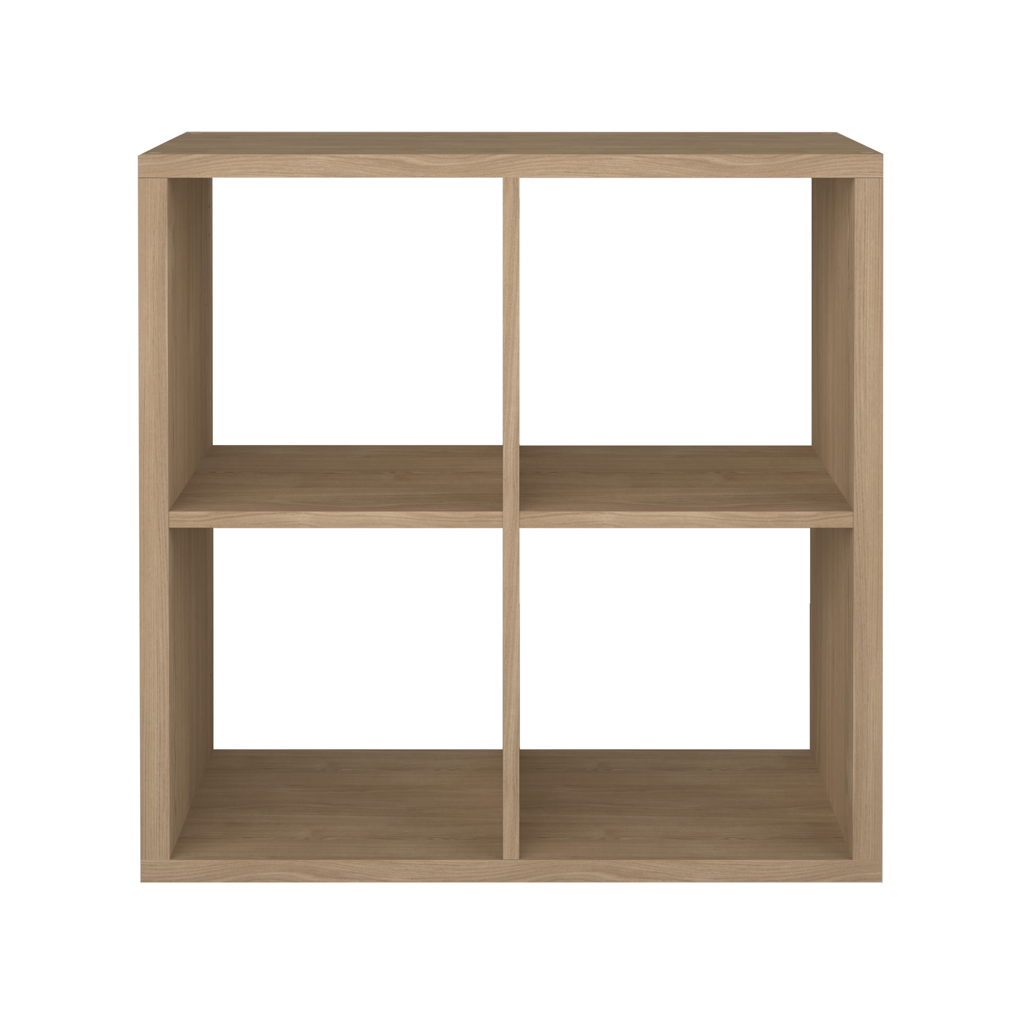 GoodHome Mixxit Natural oak effect Freestanding 4 shelf Cube Shelving unit, (H)734mm (W)735mm