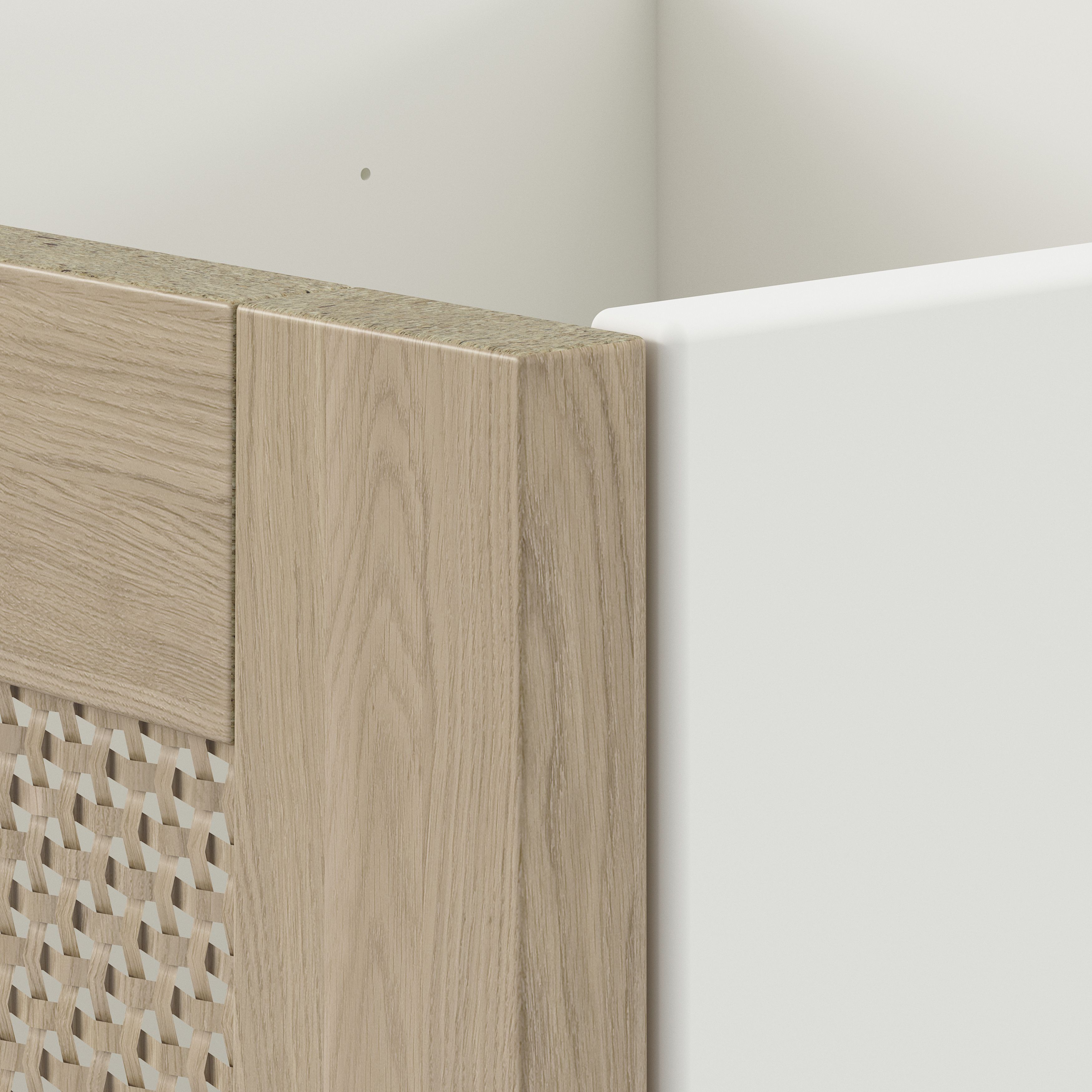 GoodHome Mixxit Natural oak effect MDF, melamine & rattan Modular Cabinet door (H)326mm (W)326mm