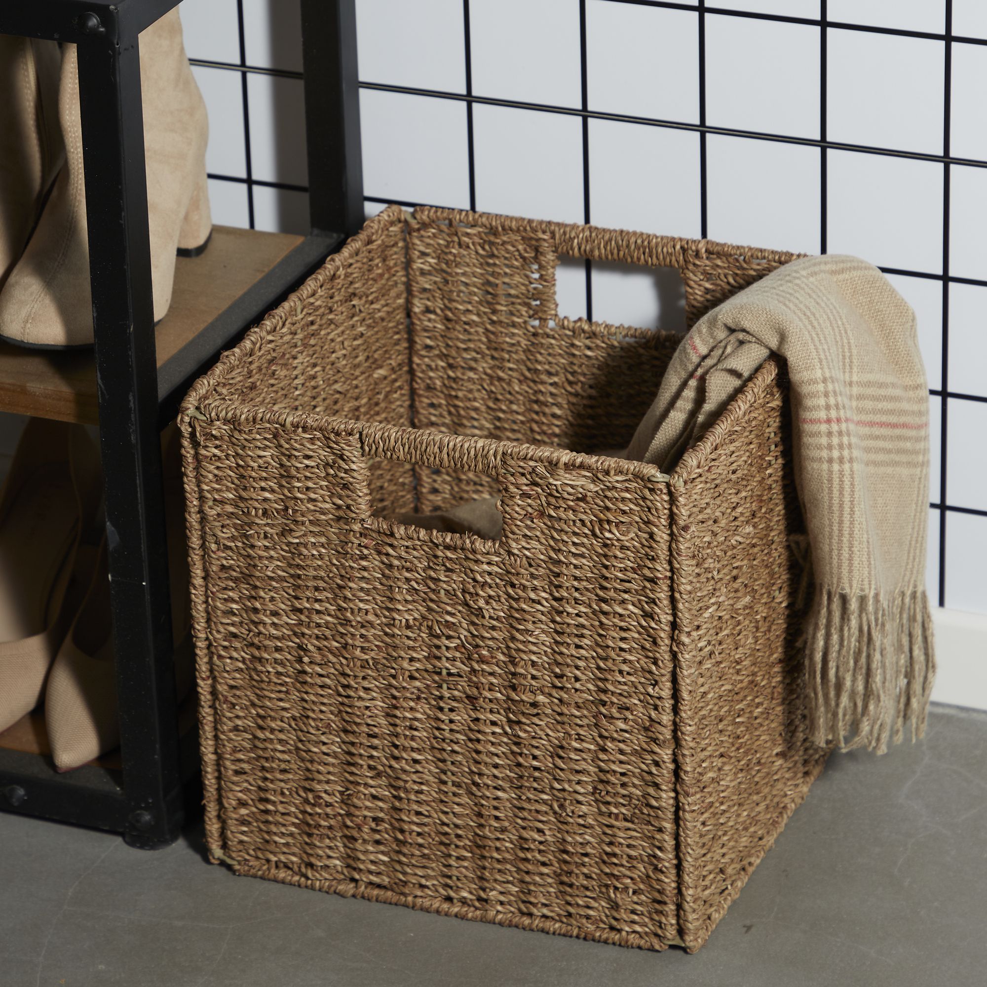 GoodHome Mixxit Natural Seagrass Storage basket (H)30cm (W)30cm (D)30cm
