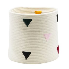GoodHome Mixxit Triangle White Cotton Storage basket (H)30cm (W)30cm (D)30cm