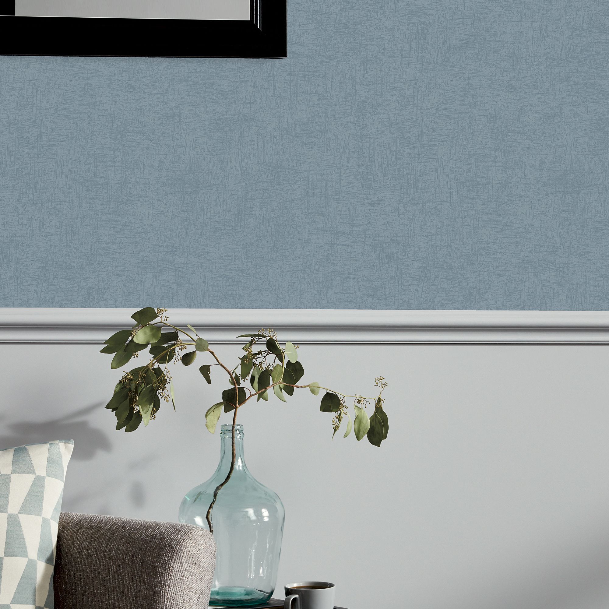 GoodHome Moivre Blue Concrete effect Textured Wallpaper