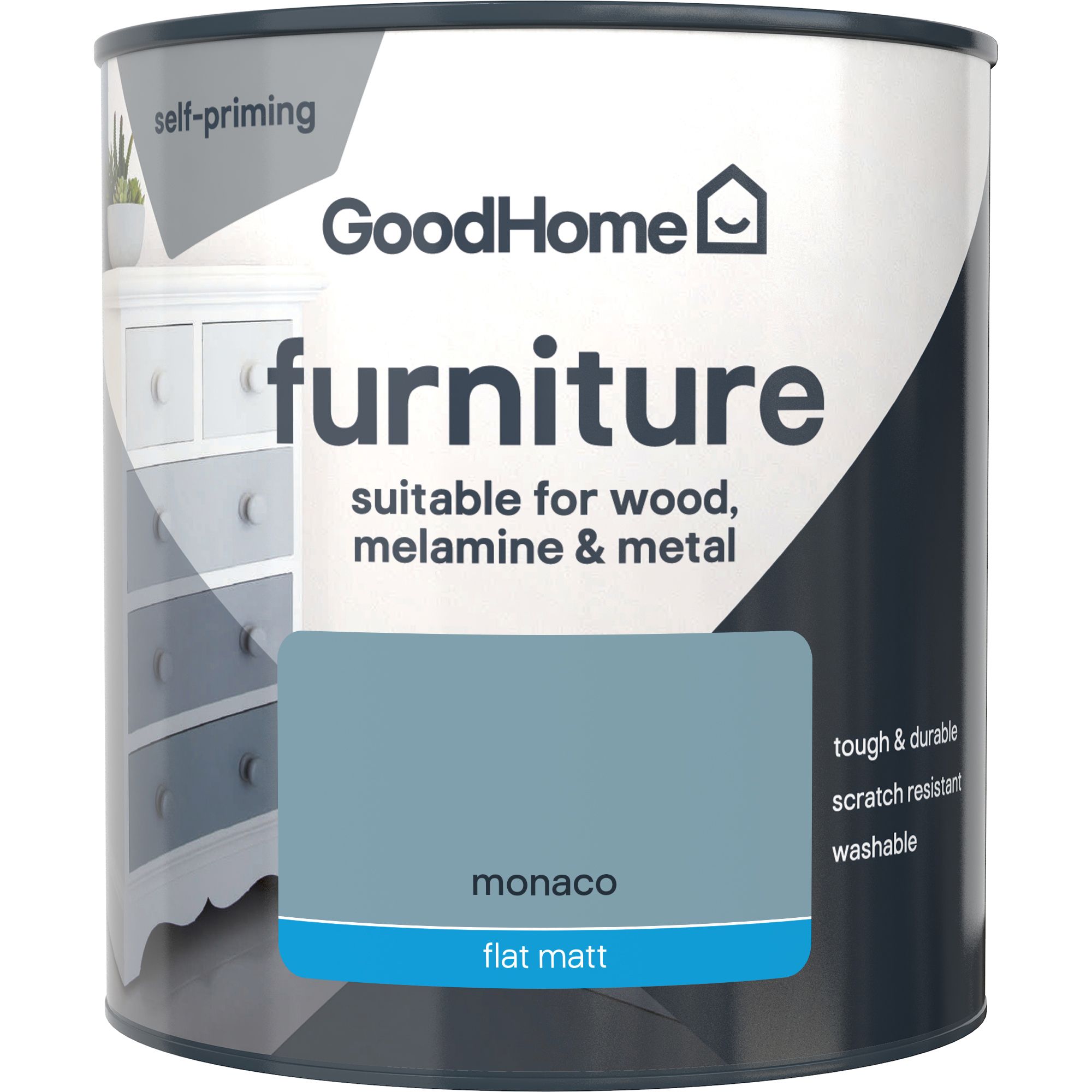 GoodHome Monaco Flat matt Furniture paint, 500ml