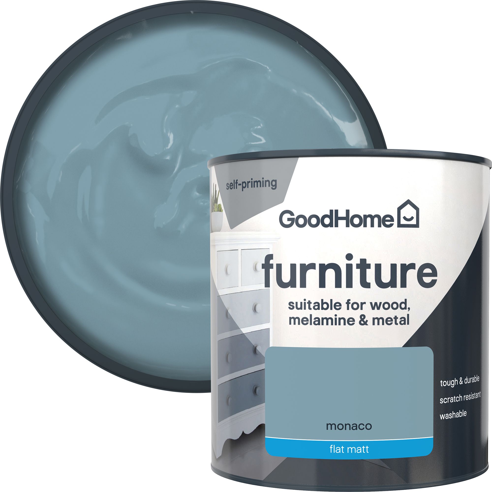GoodHome Monaco Flat matt Furniture paint, 500ml