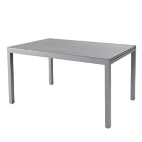 GoodHome Moorea Glass effect Steel grey Metal 8 seater Extendable Rectangular Table