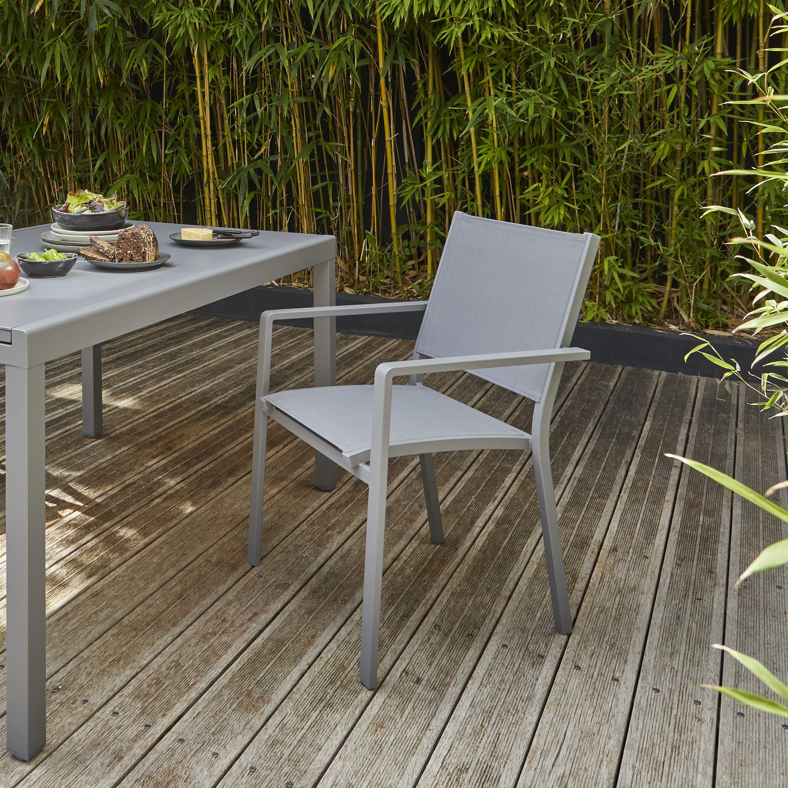 GoodHome Moorea Grey Metal Armchair