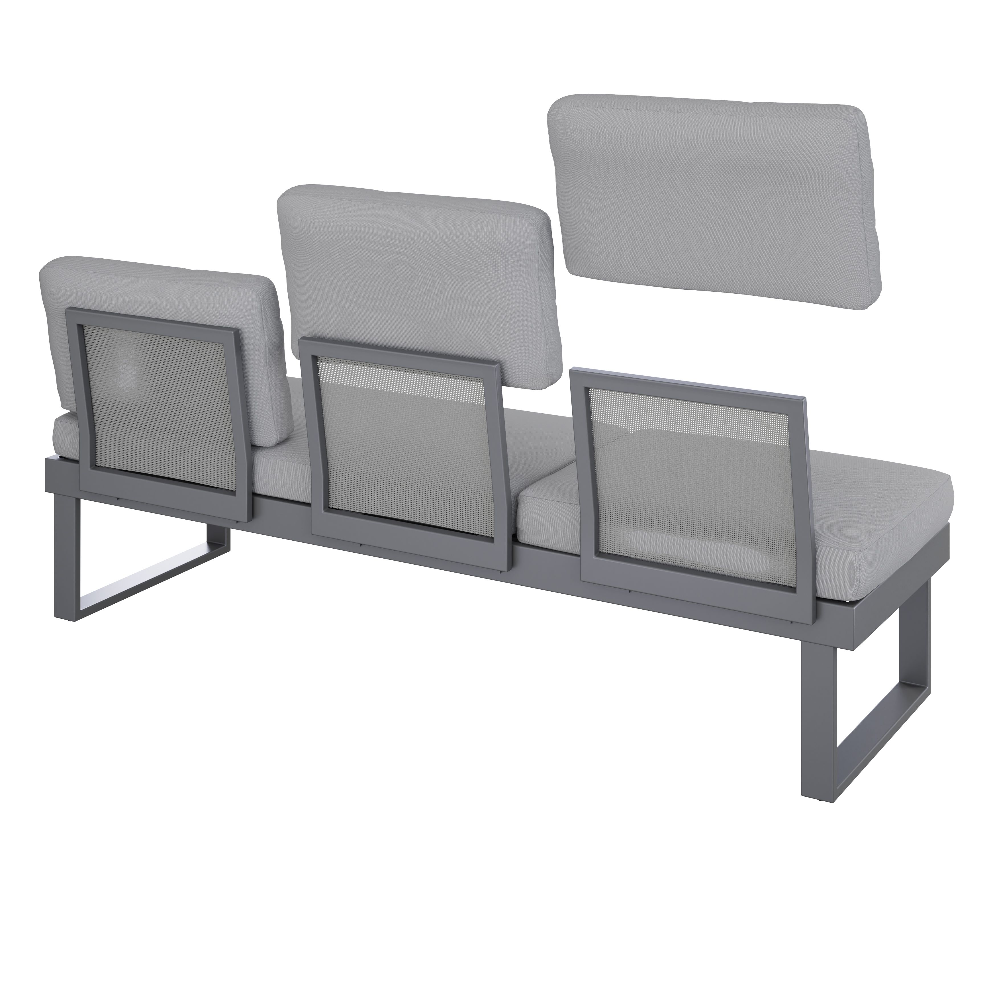 GoodHome Moorea Steel grey Aluminium 6 Seater Coffee set