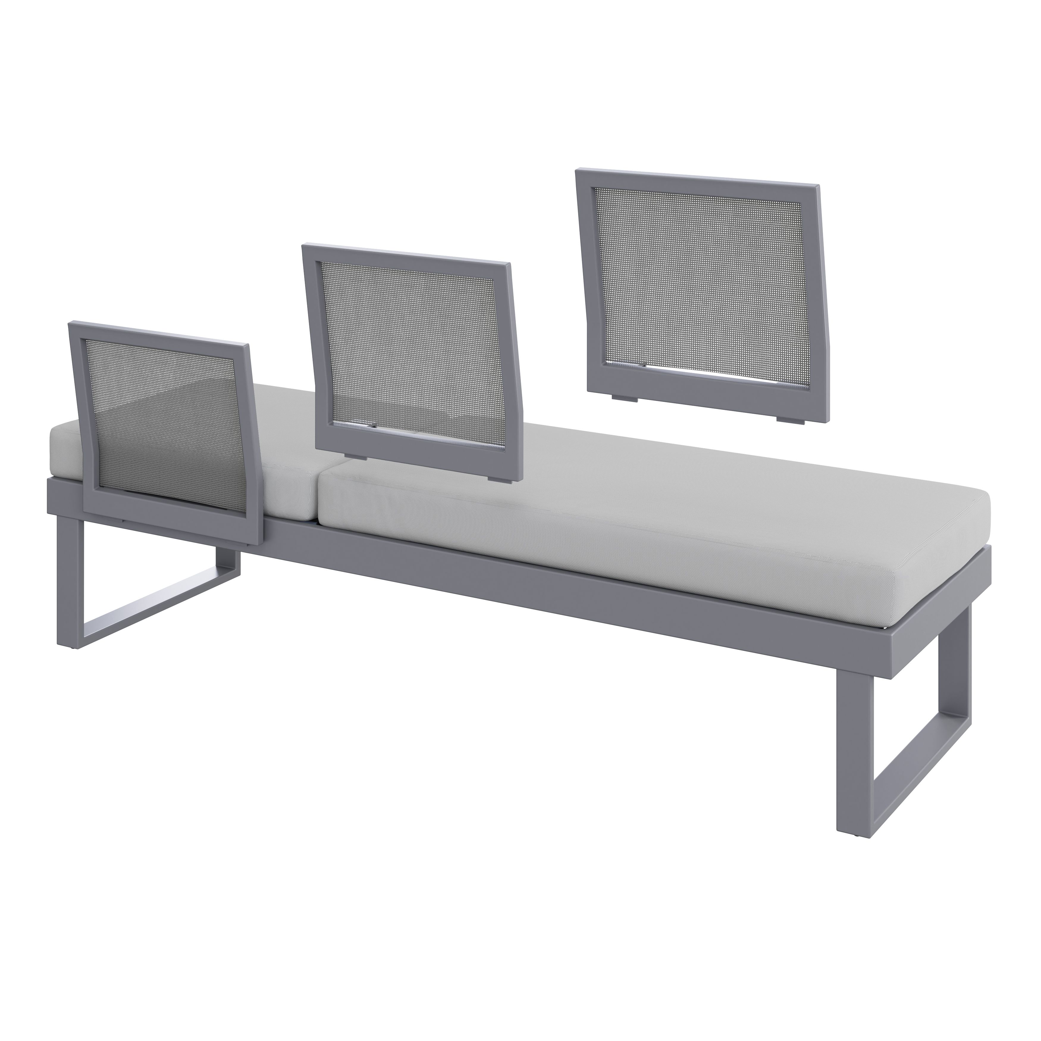 GoodHome Moorea Steel grey Aluminium 6 Seater Coffee set