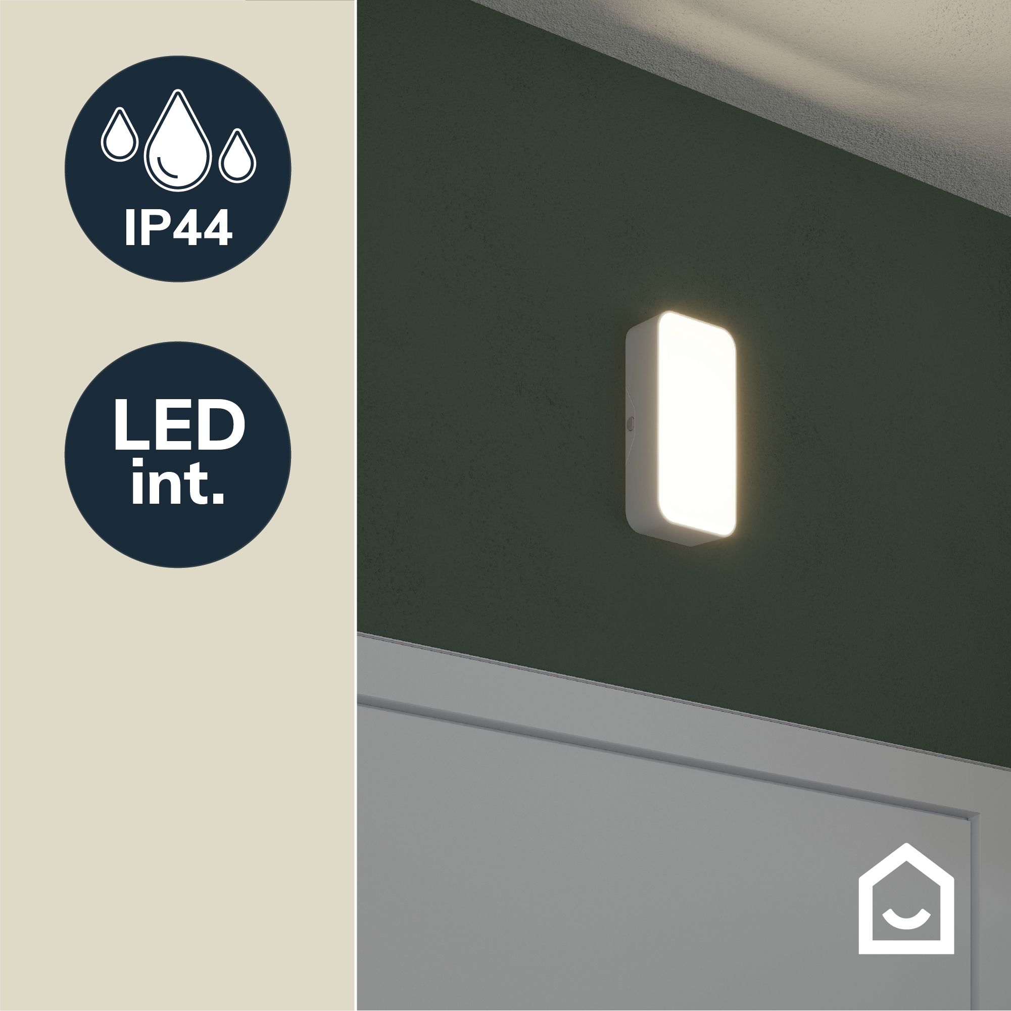 GoodHome Morseby White Wired LED Bulkhead light