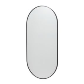 GoodHome Muhely Brushed Black Modern Oval Wall-mounted Framed Mirror, (H)100.9cm (W)50.9cm