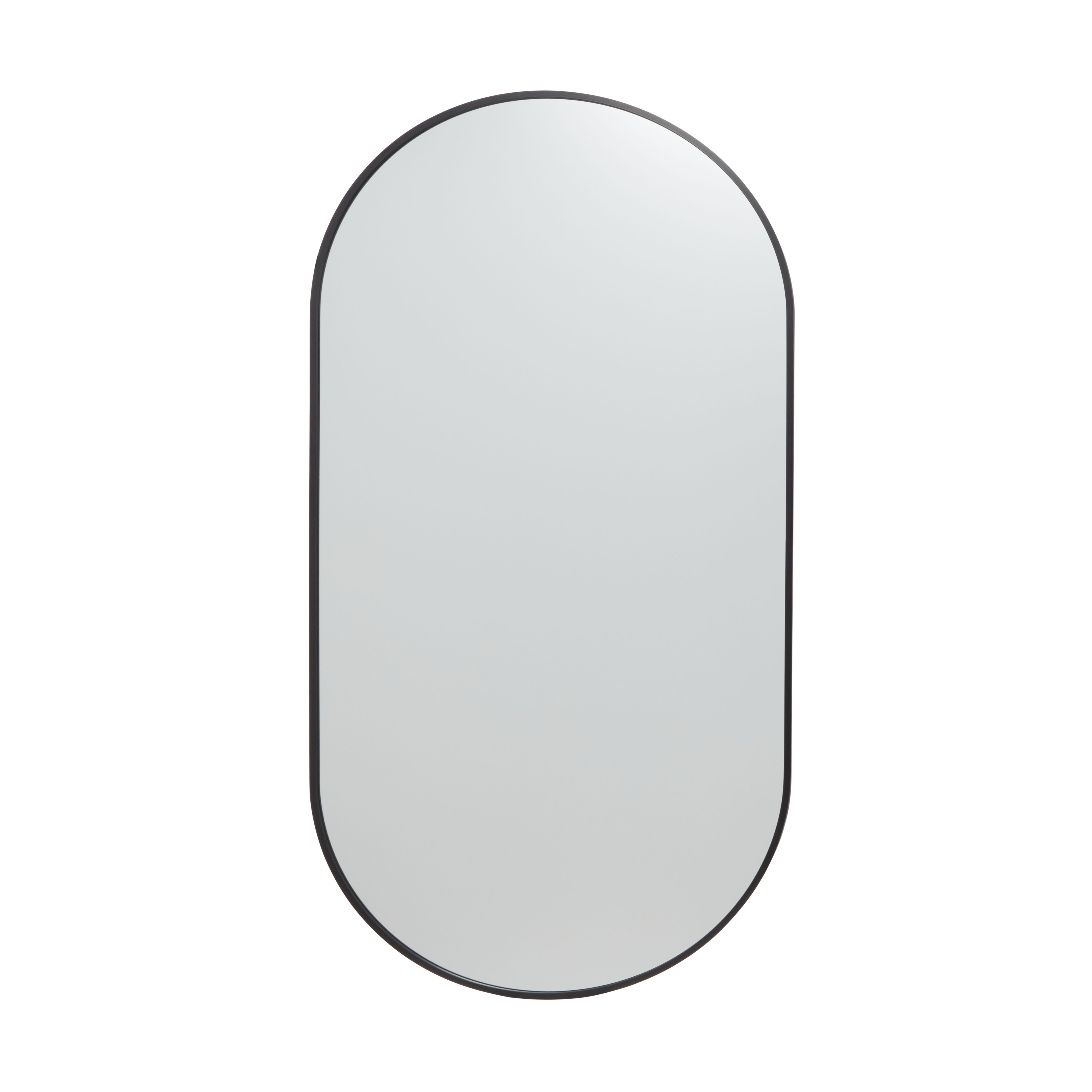 GoodHome Muhely Brushed Black Modern Oval Wall-mounted Framed Mirror, (H)100.9cm (W)50.9cm