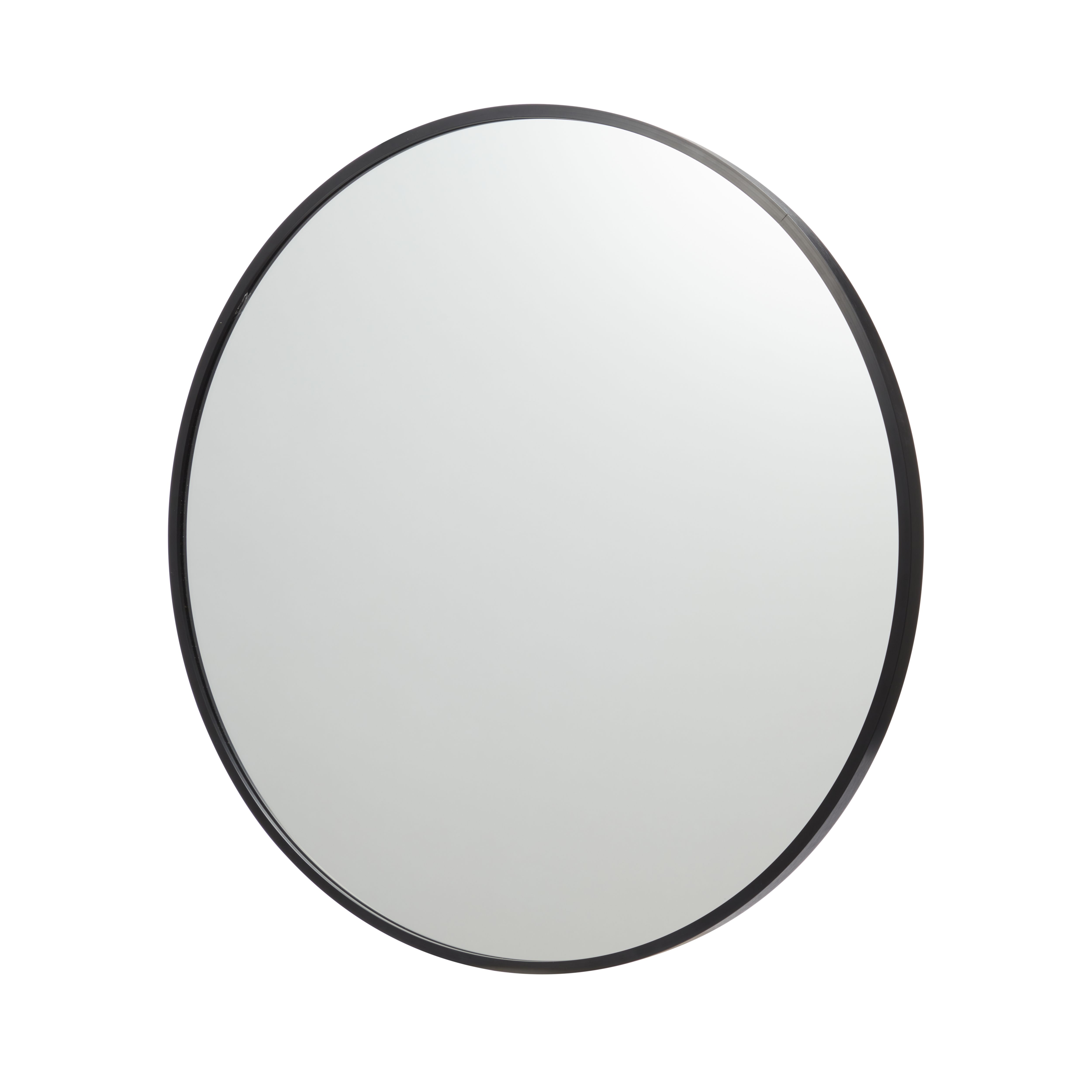 GoodHome Muhely Brushed Black Modern Round Wallmounted Framed Mirror