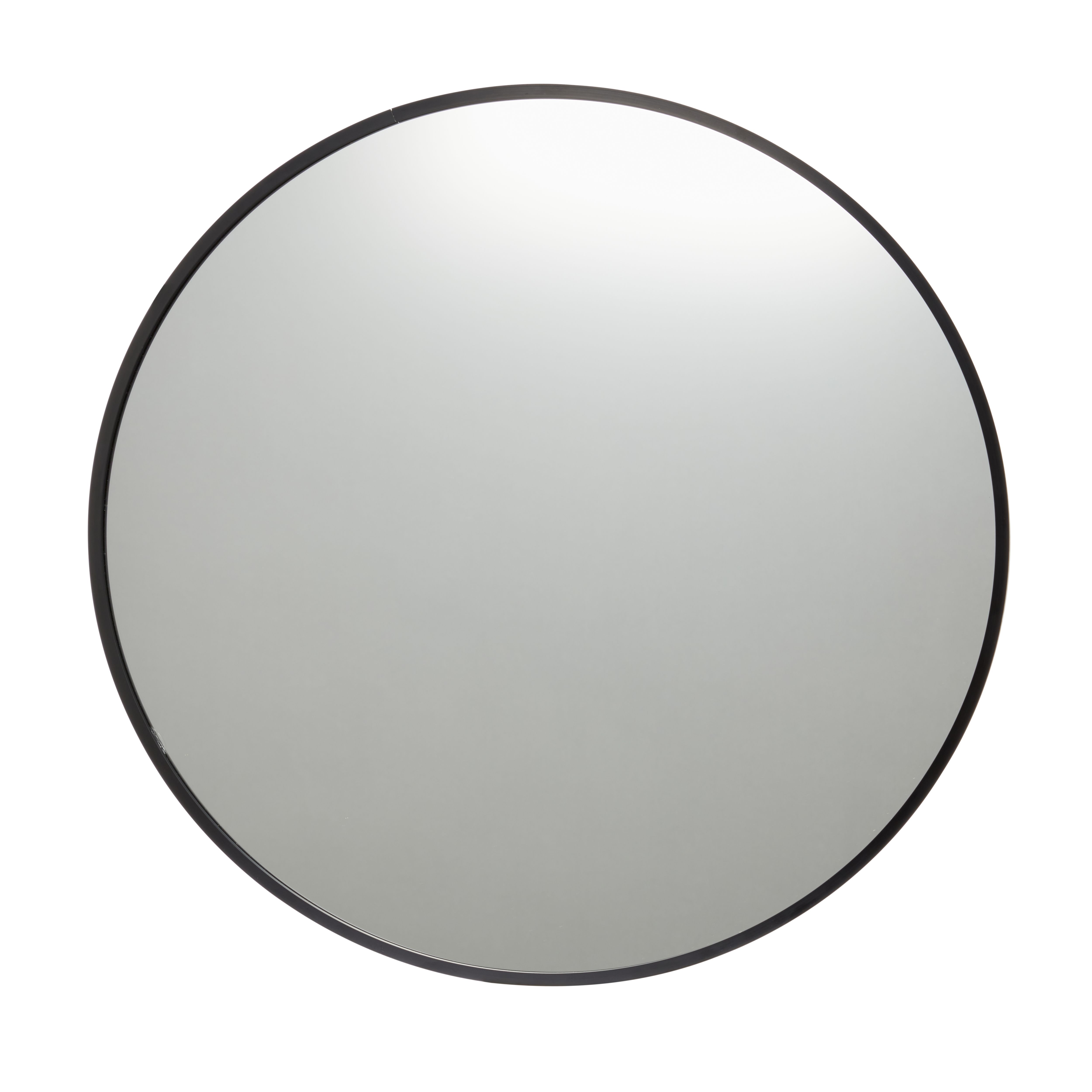 GoodHome Muhely Brushed Black Modern Round Wall-mounted Framed Mirror, (H)60.9cm (W)60.9cm