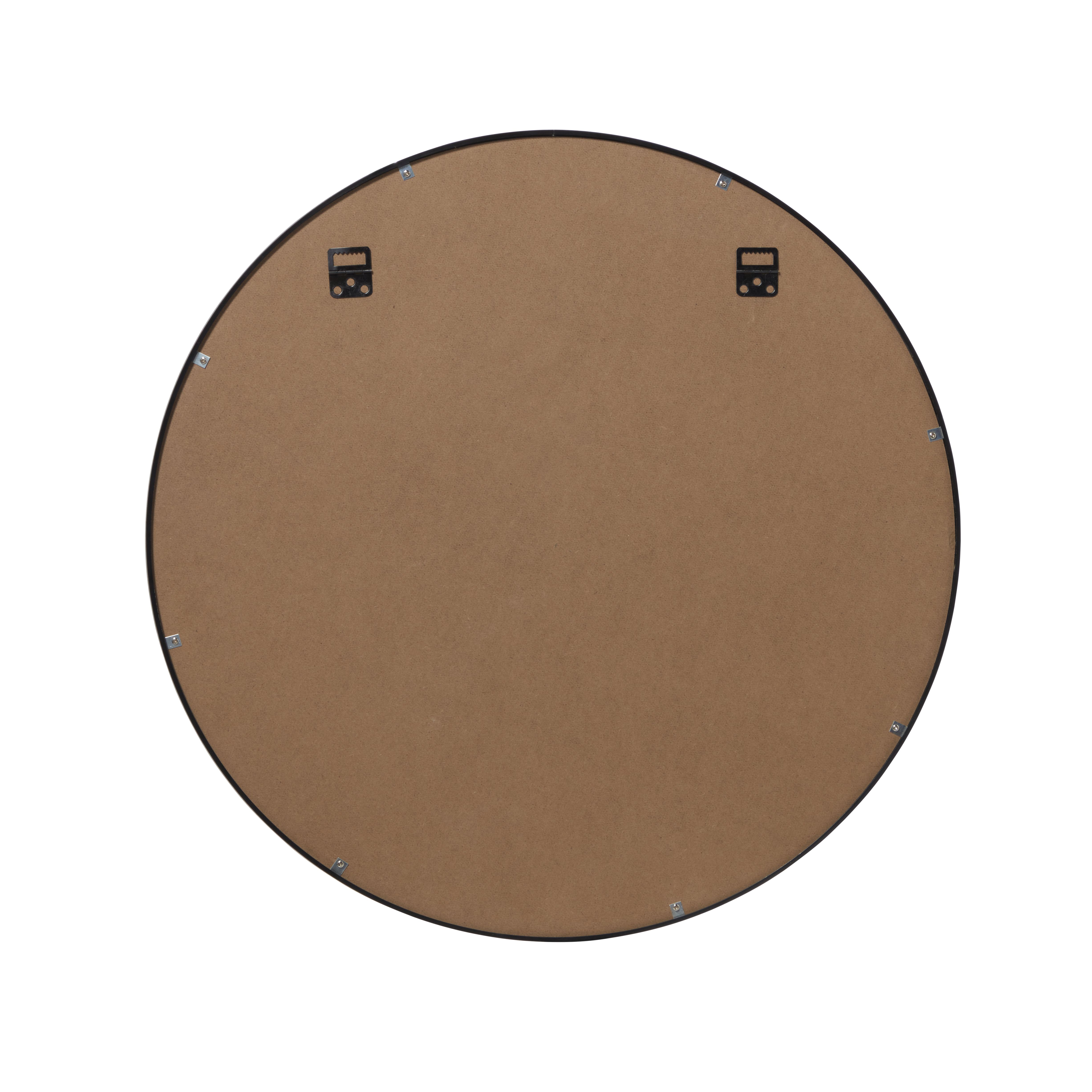 GoodHome Muhely Brushed Black Modern Round Wall-mounted Framed Mirror, (H)60.9cm (W)60.9cm