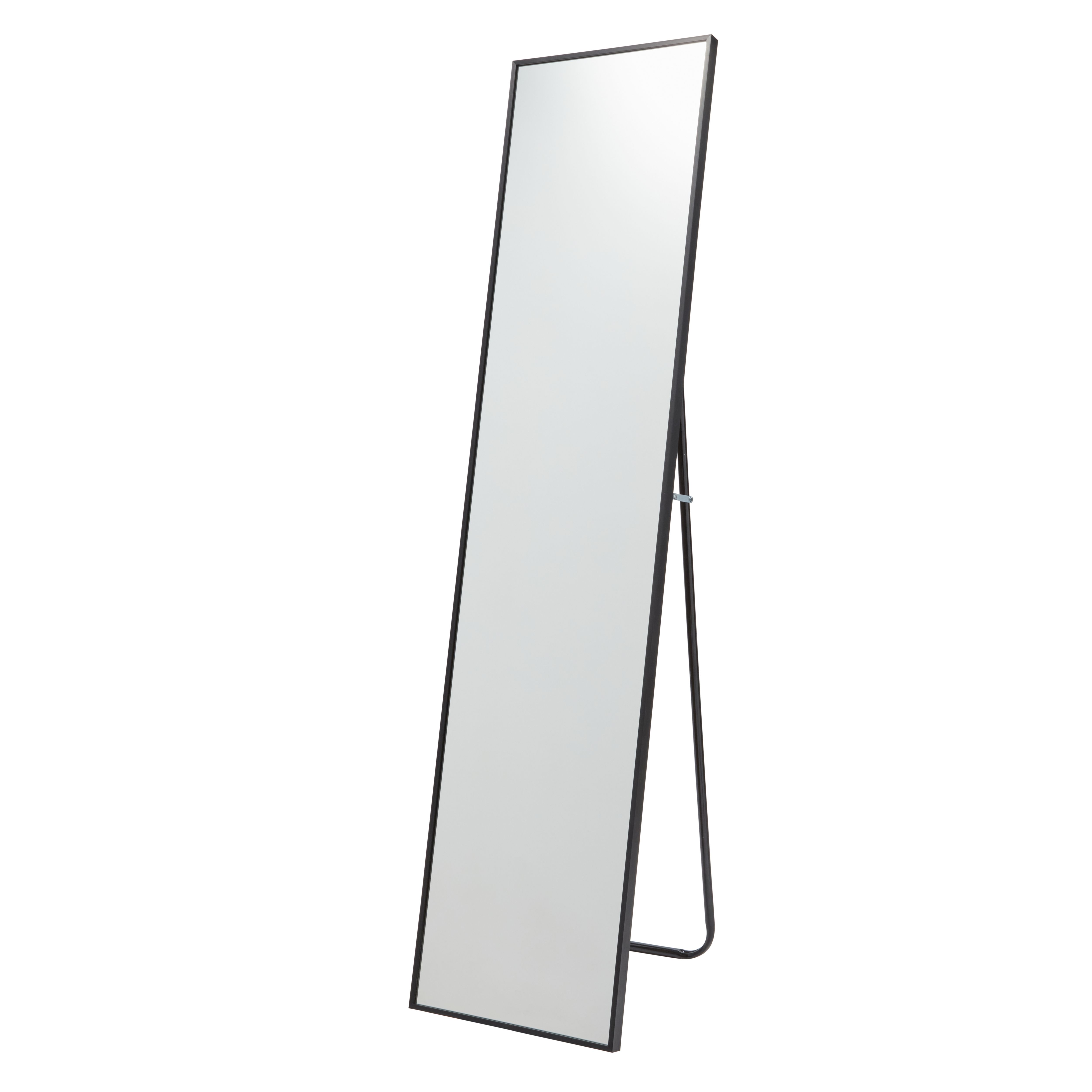 GoodHome Muhely Brushed Black Rectangular Framed Mirror (H)150.5cm (W)35.5cm