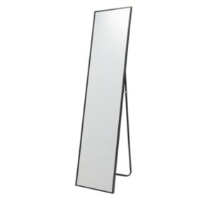 GoodHome Muhely Brushed Black Rectangular Framed Mirror (H)150.5cm (W)35.5cm