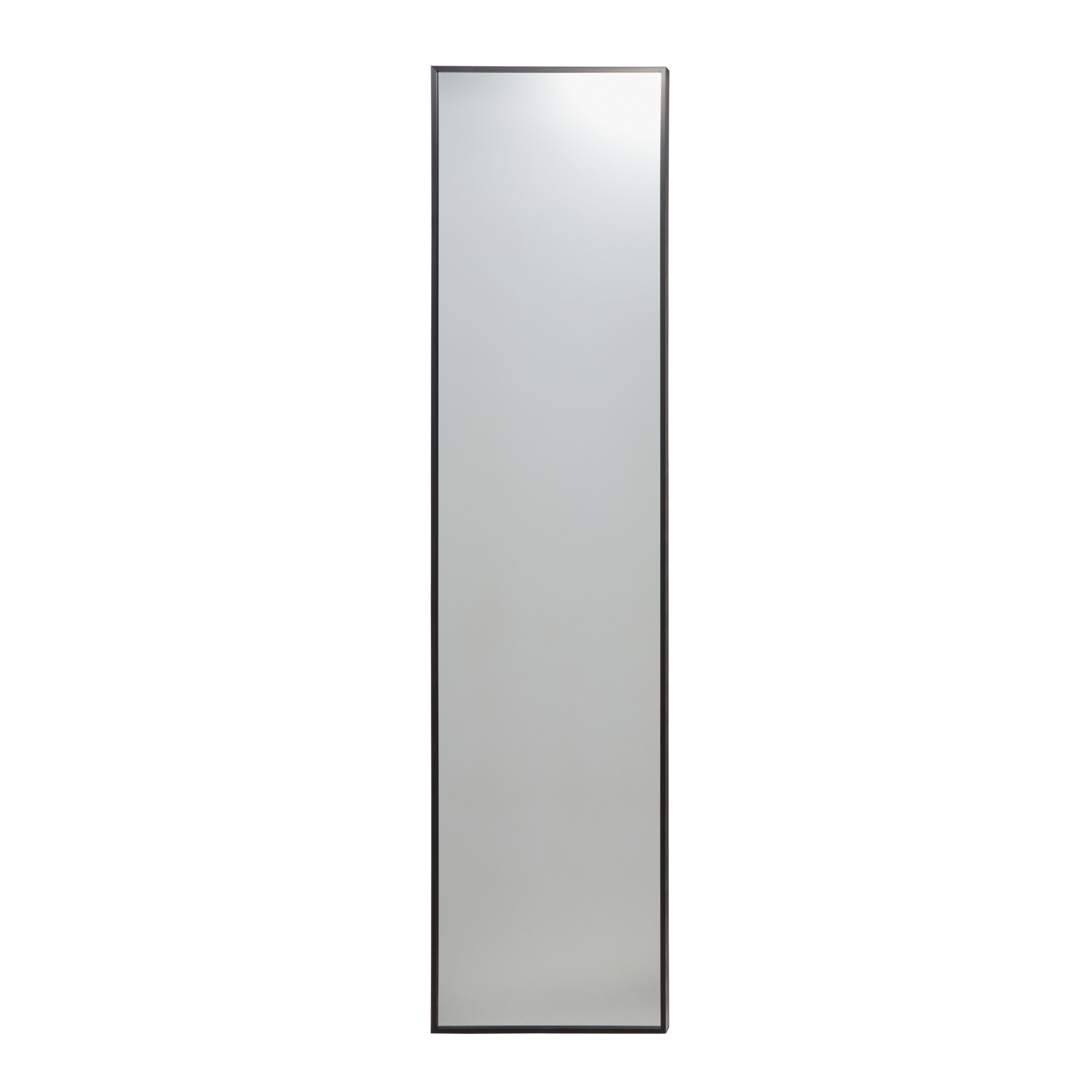 GoodHome Muhely Brushed Black Rectangular Framed Mirror (H)150.5cm (W)35.5cm