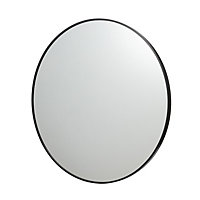 GoodHome Muhely Brushed Black Round Framed Mirror (H)80.9cm (W)80.9cm