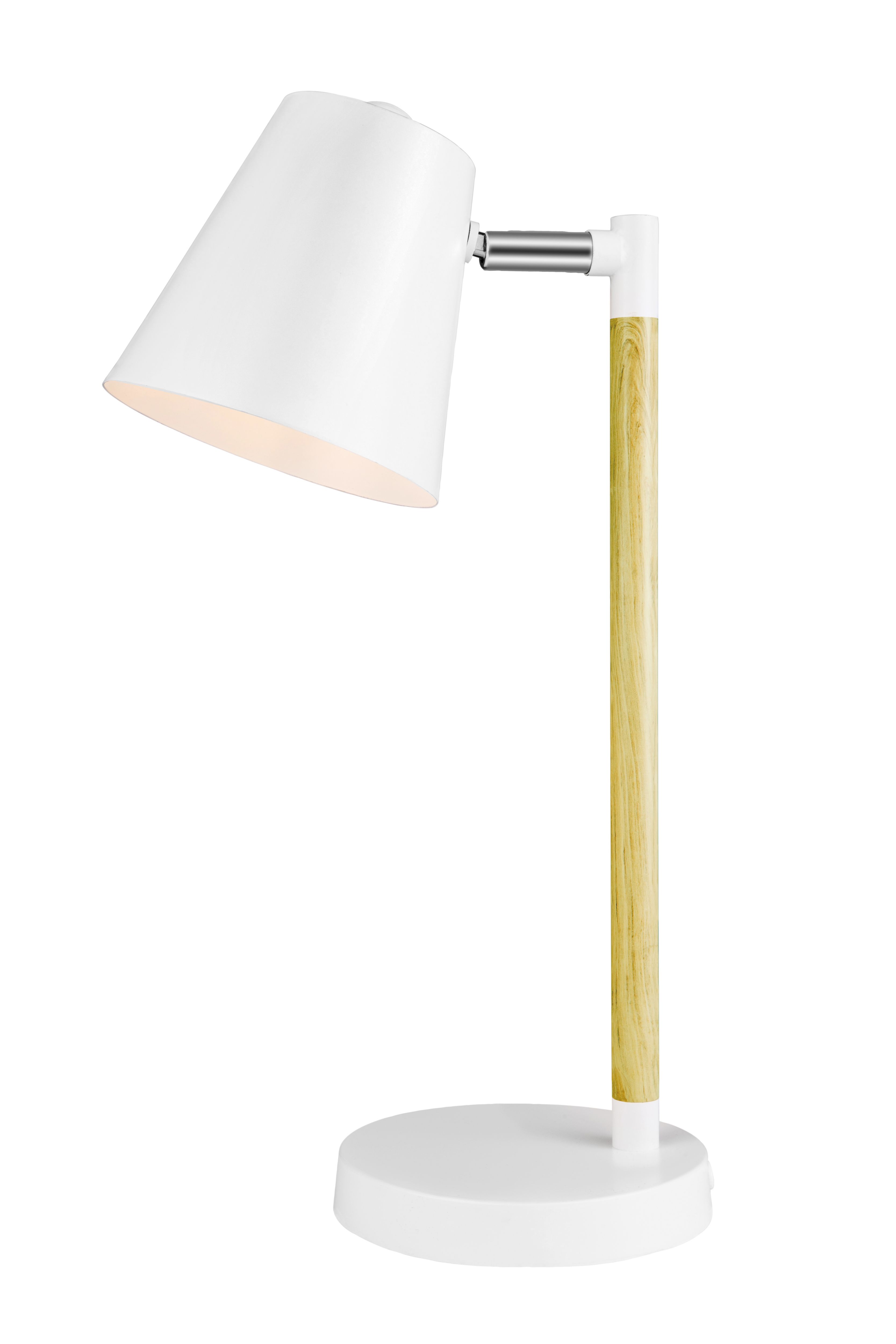GoodHome Mulanje Matt White Wood effect Table light