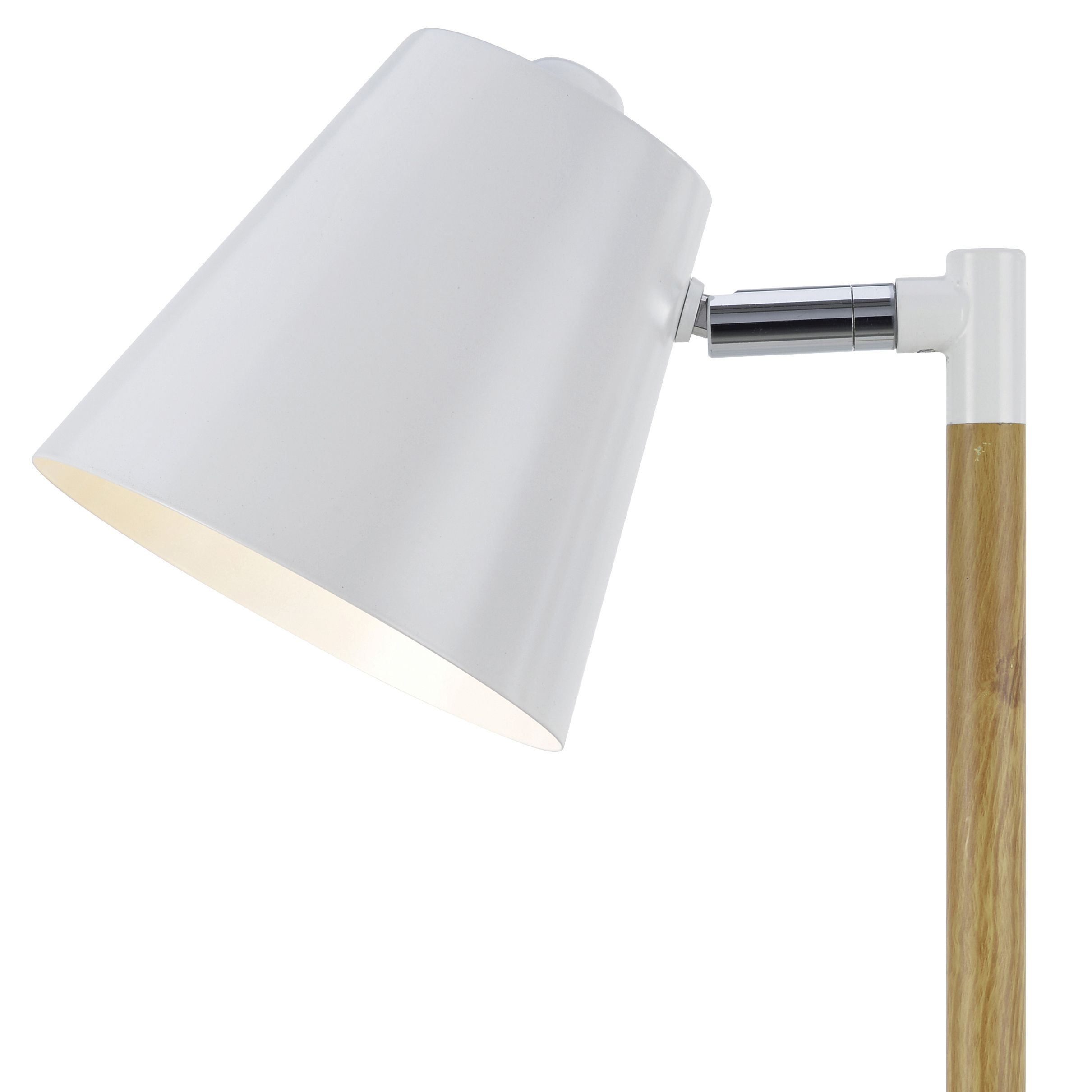 GoodHome Mulanje Matt White Wood effect Table light