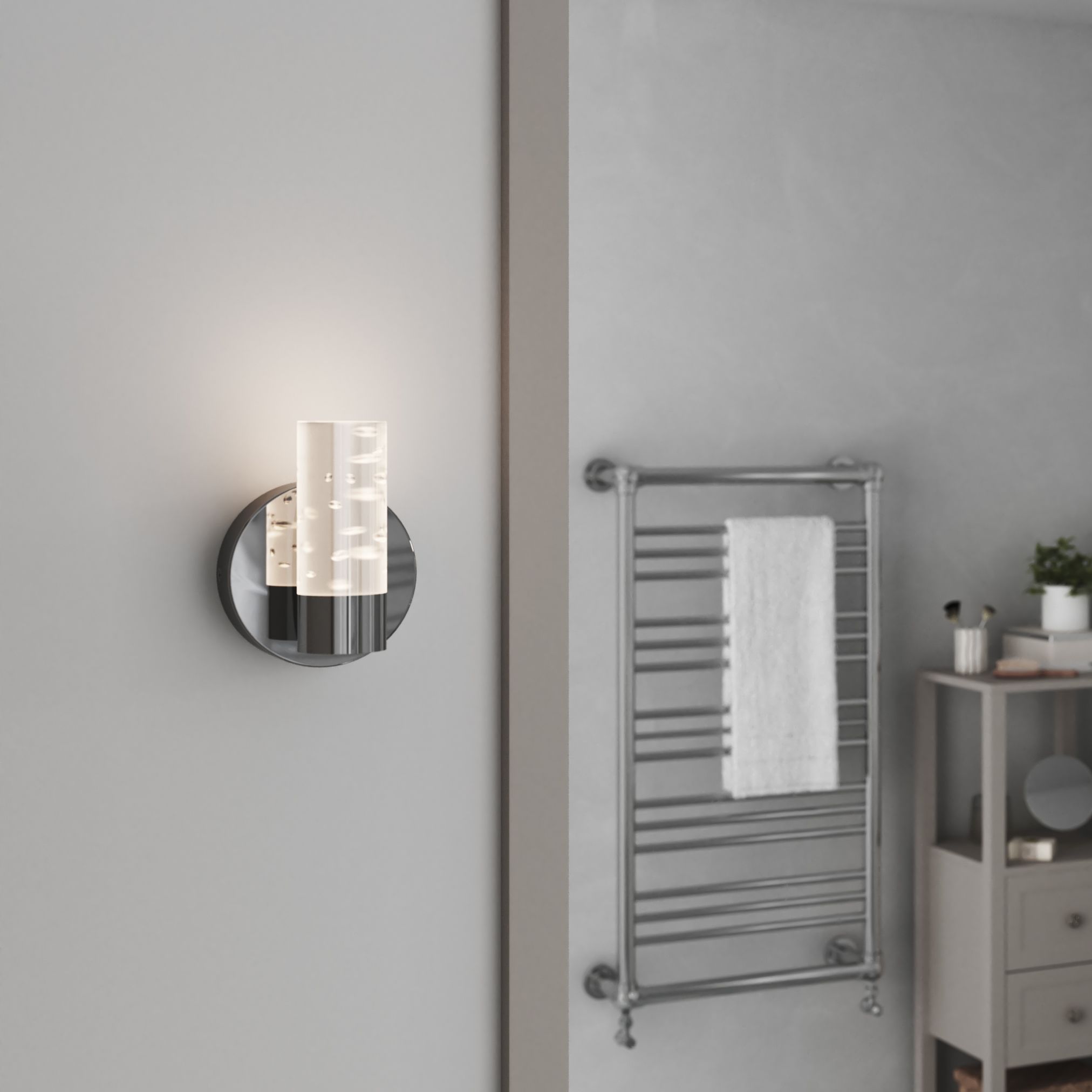 GoodHome Myvat Silver Chrome effect Wired Wall light