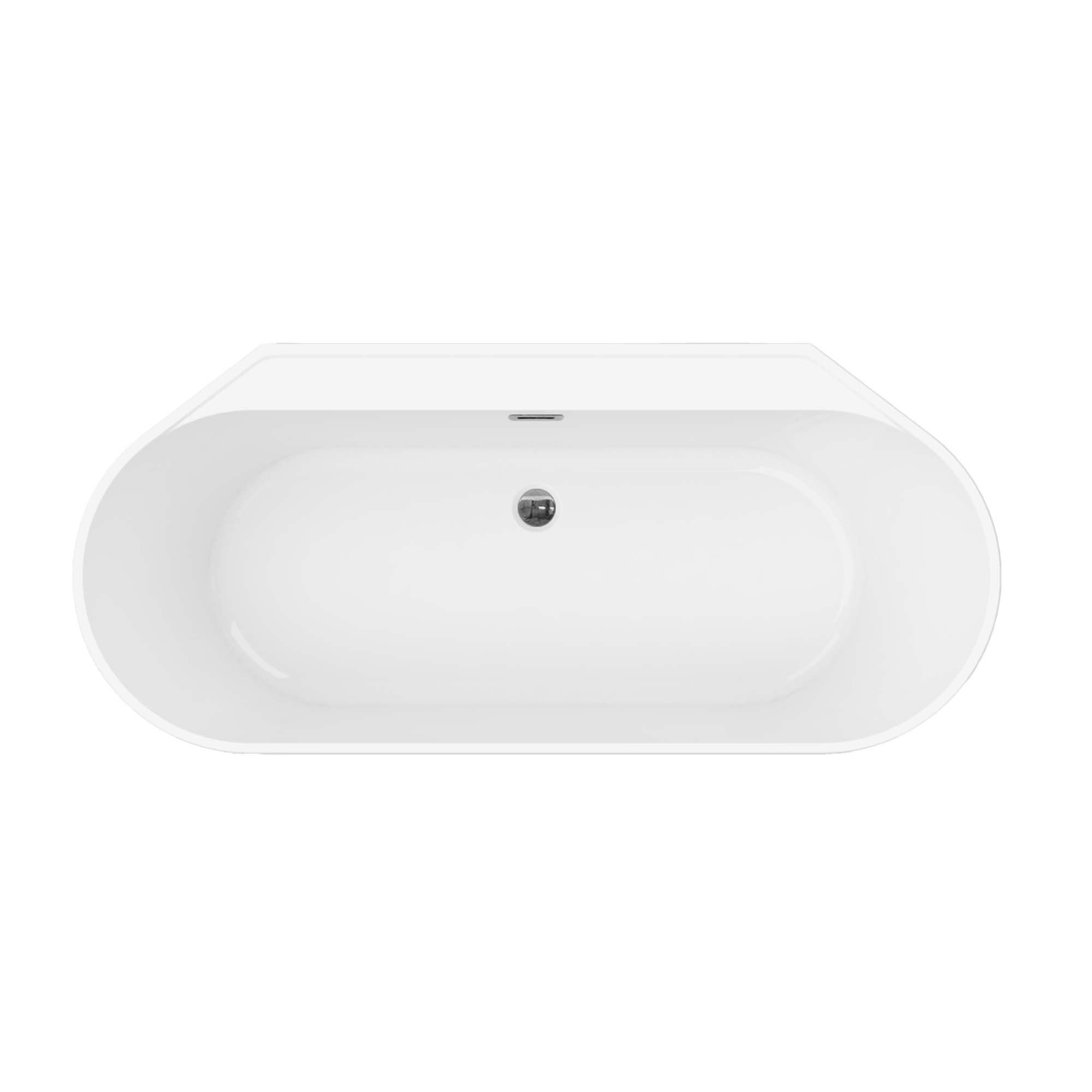 GoodHome Nakina Gloss White Acrylic Back to wall D-shaped Double ended Bath (L)1800mm (W)800mm