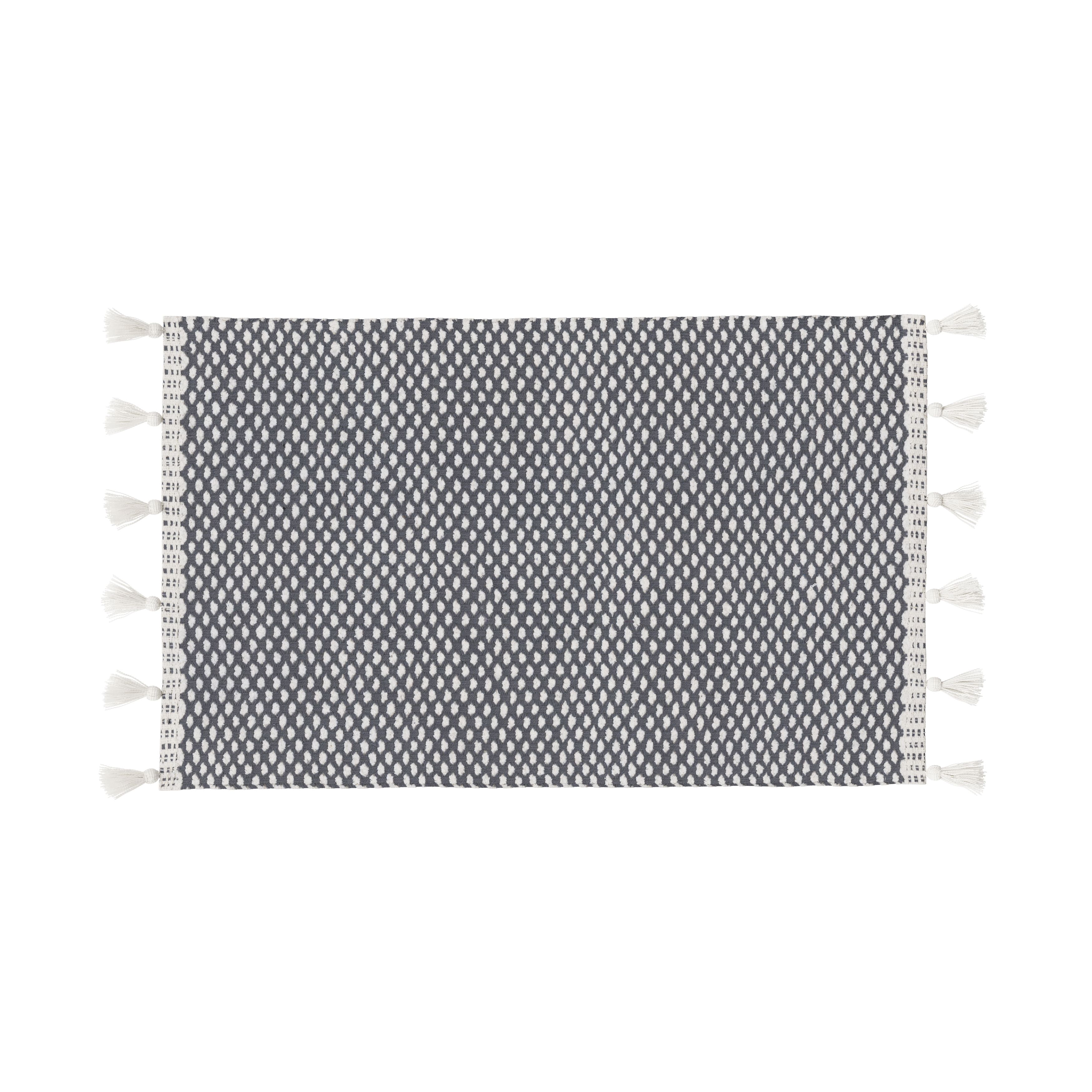 GoodHome Nammu White & anthracite Cotton & polyester (PES) Anti-slip Bath mat (L)800mm (W)500mm